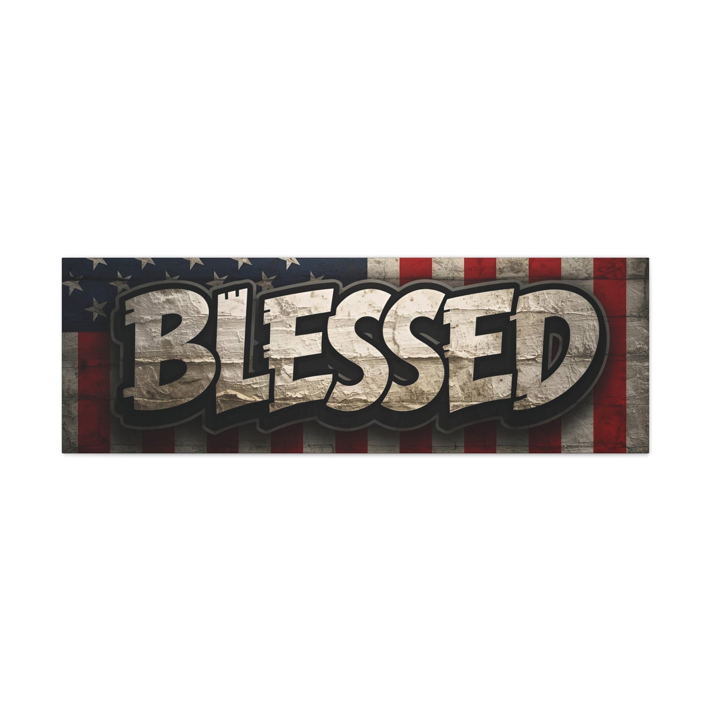 Blessed American Flag Canvas Wall Art, Patriotic Home Decor, Inspirational Gift, Rustic Wall Decor, Americana Artwork