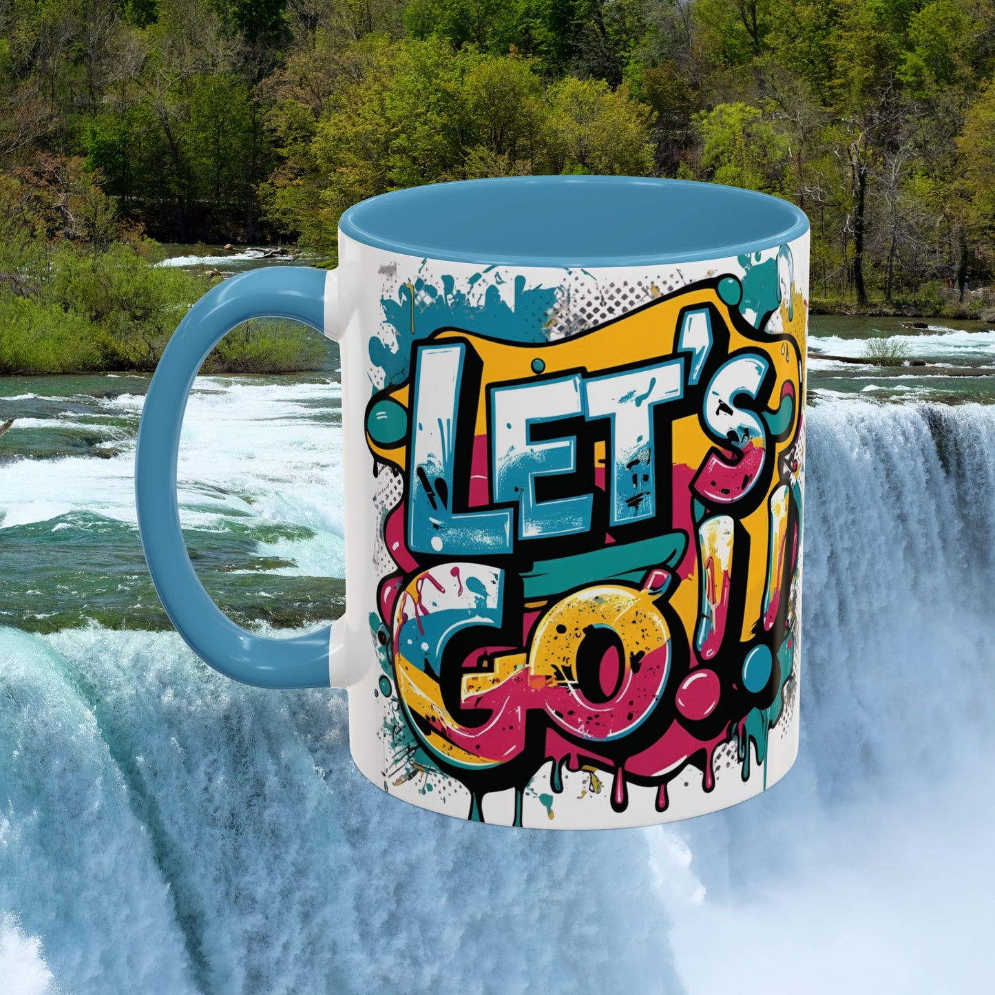 Vibrant Ceramic Mug Inspirational Let's Go! Graffiti Mug Coffee Mug Progress Not Perfection Sizes 11oz & 15oz Birthday Gift Graduation Gift 8 Different Color Options