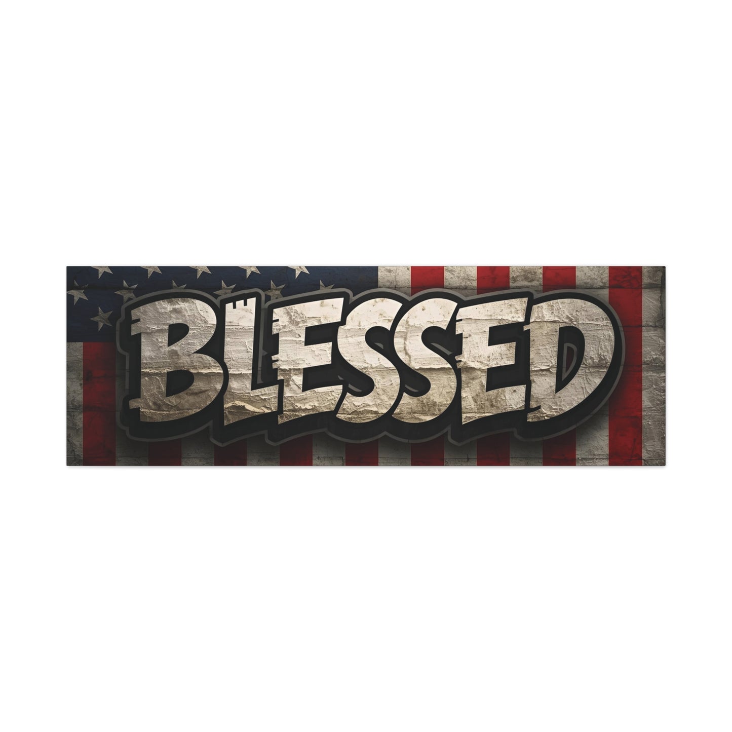 Blessed American Flag Canvas Wall Art, Patriotic Home Decor, Inspirational Gift, Rustic Wall Decor, Americana Artwork
