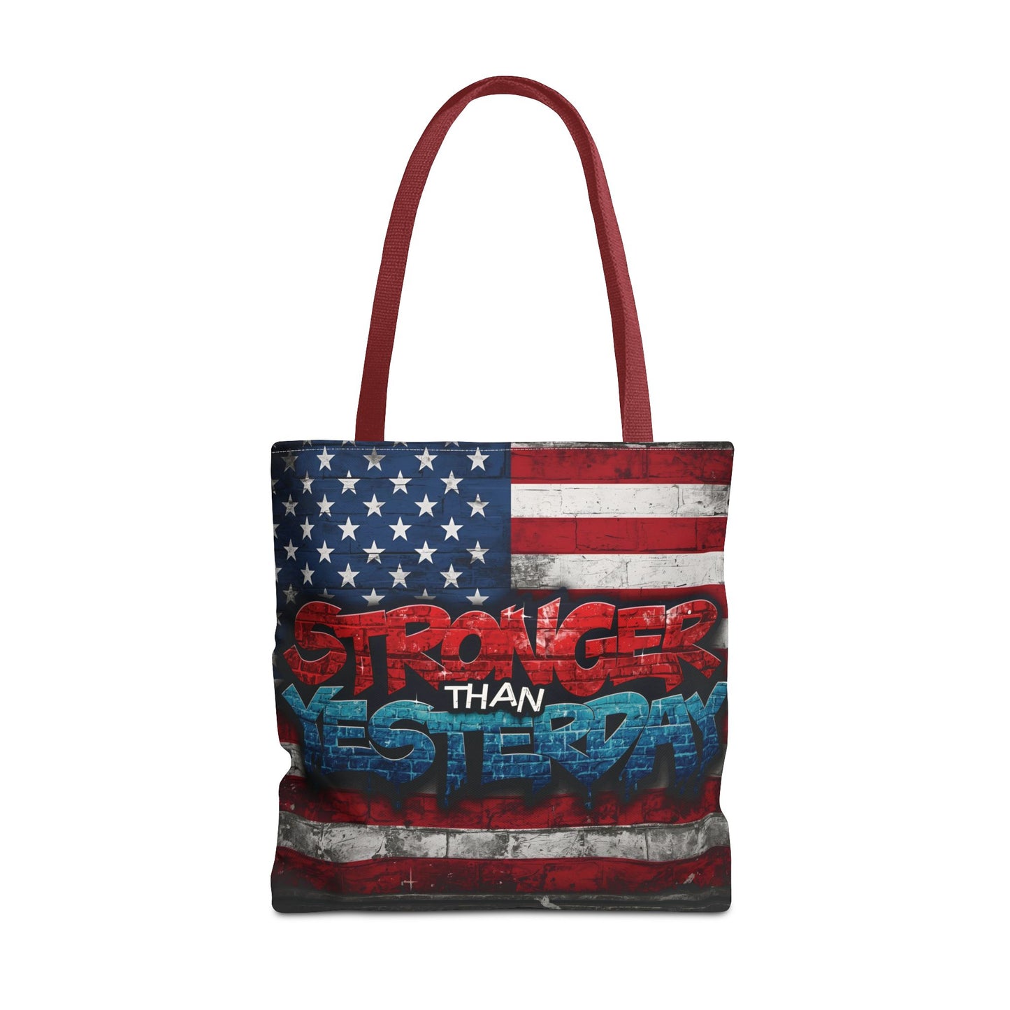 Patriotic Red White Blue Tote Bag - Stronger Than Yesterday - Perfect for Fourth of July, Gym, Beach, Shopping, Gifts