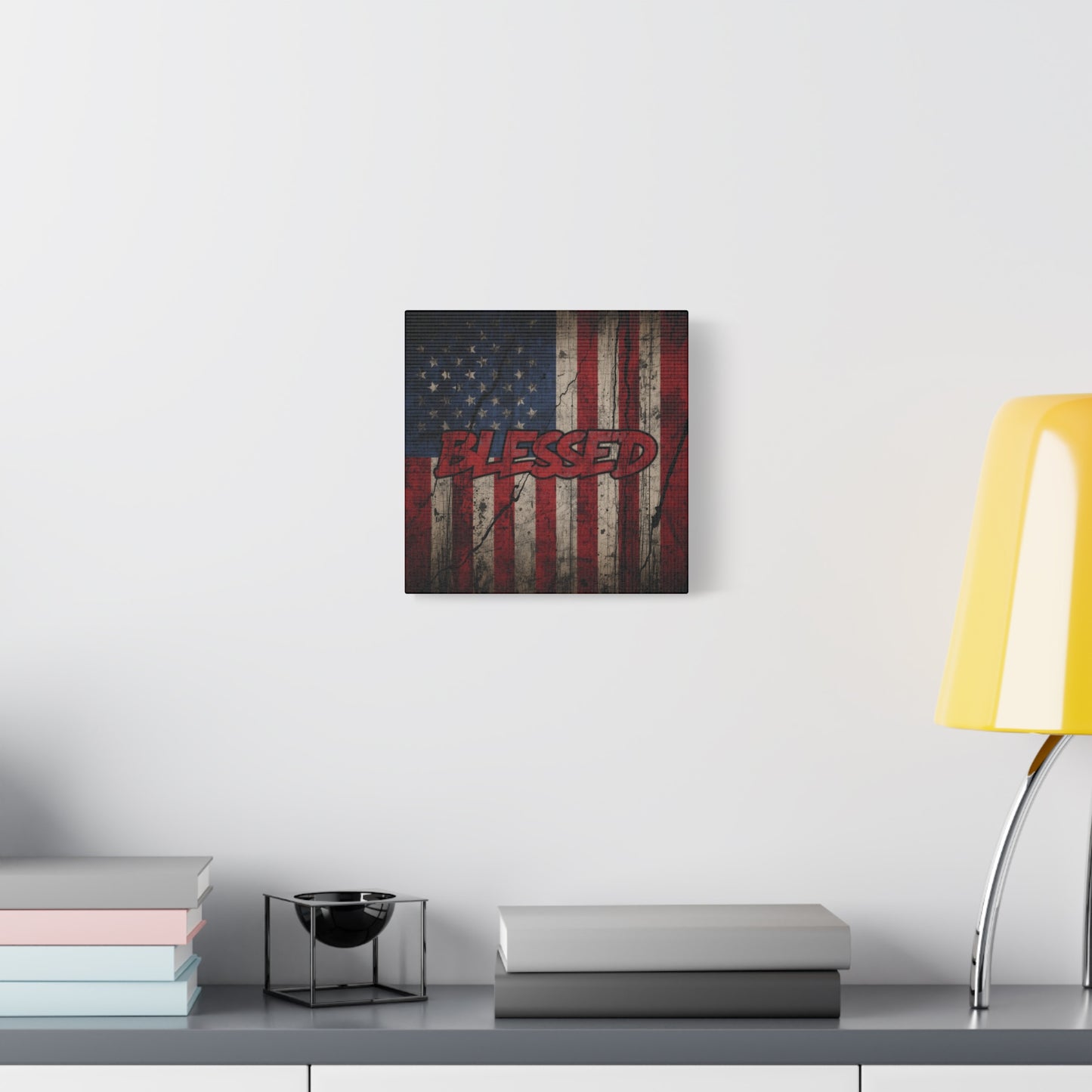 Blessed Patriotic Canvas Wall Art, Americana Decor, Home Wall Decoration, Rustic Flag Artwork, US Flag Decor