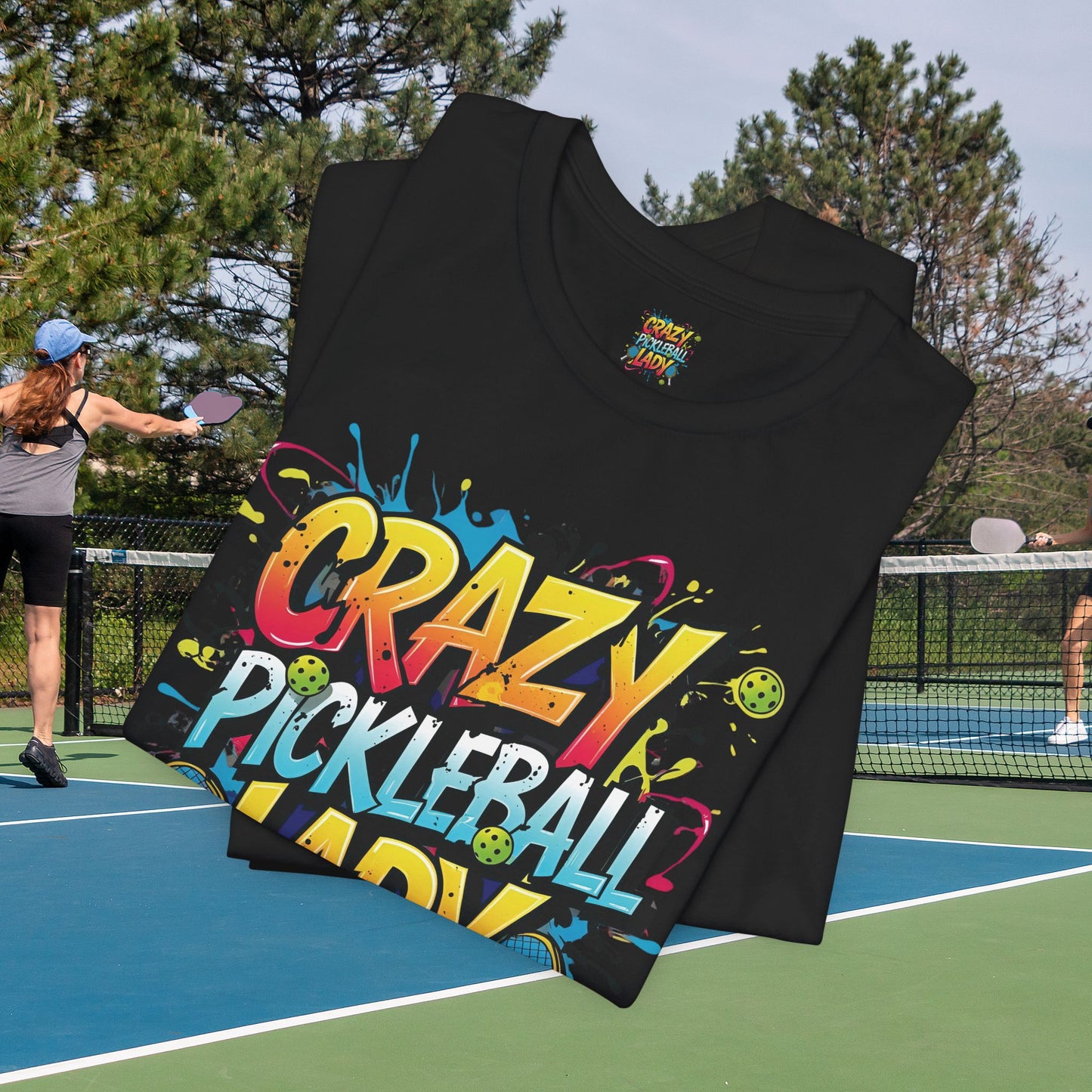 Eye-Catching Crazy Pickleball Lady T-Shirt - Fun Graphic Tee for Pickleball Enthusiasts Sizes XS-5XL