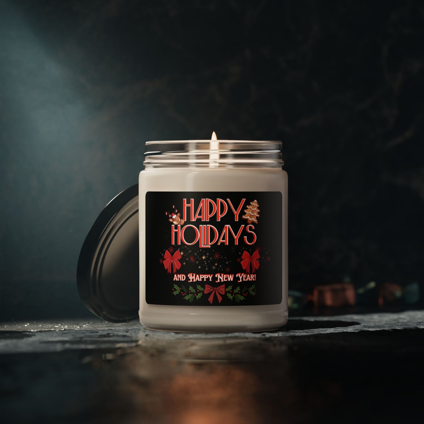 💥Happy Holidays Christmas Scented Soy Candles 9oz 💥 9 Different Aromatic Scents 💥1 Unscented 💥Eco-friendly 💥 Burn Time 50-60 Hours 💥Cinnamon - Vanilla - Clean Cotton - Apple Harvest +