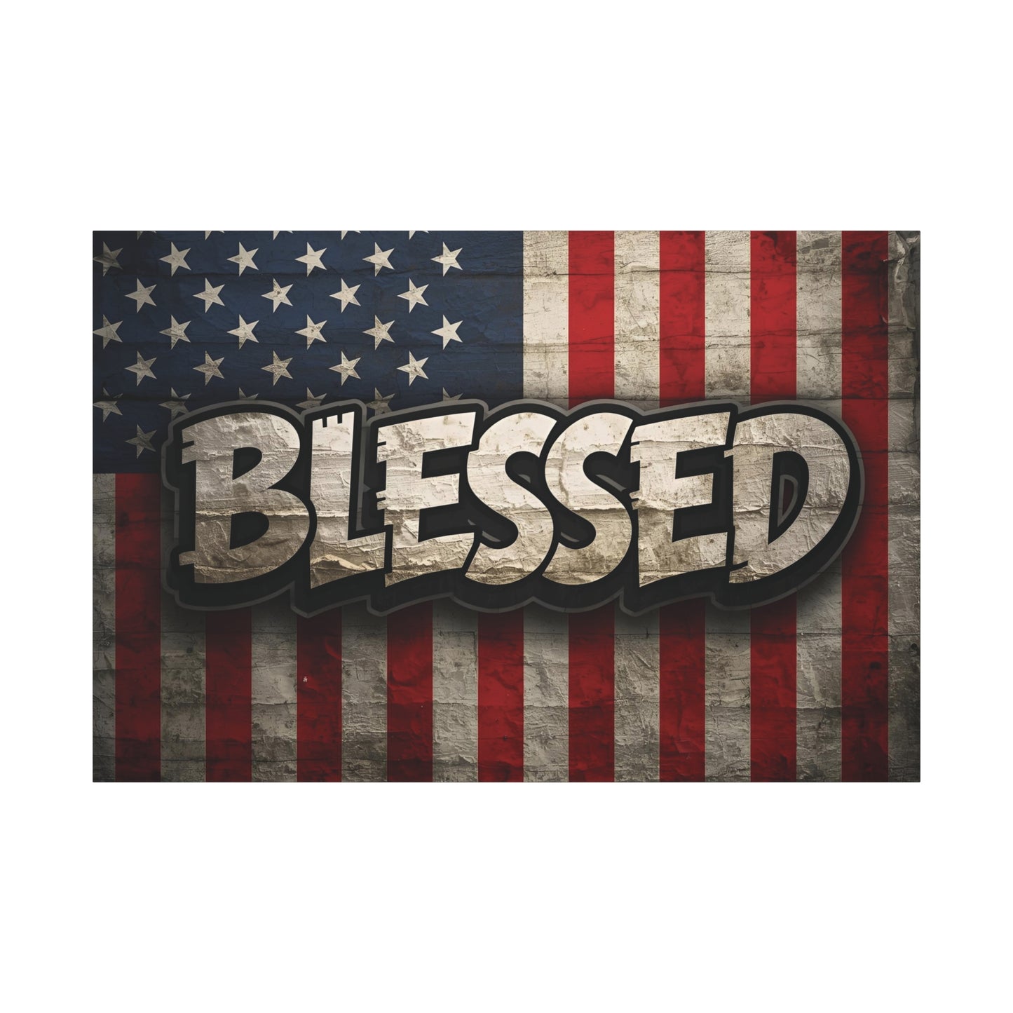 Blessed American Flag Canvas Wall Art, Patriotic Home Decor, Inspirational Gift, Rustic Wall Decor, Americana Artwork