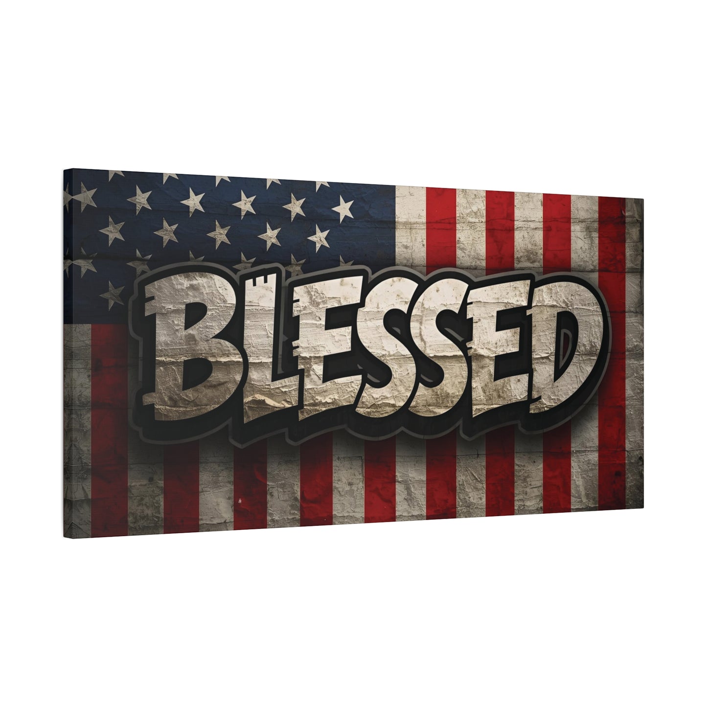 Blessed American Flag Canvas Wall Art, Patriotic Home Decor, Inspirational Gift, Rustic Wall Decor, Americana Artwork