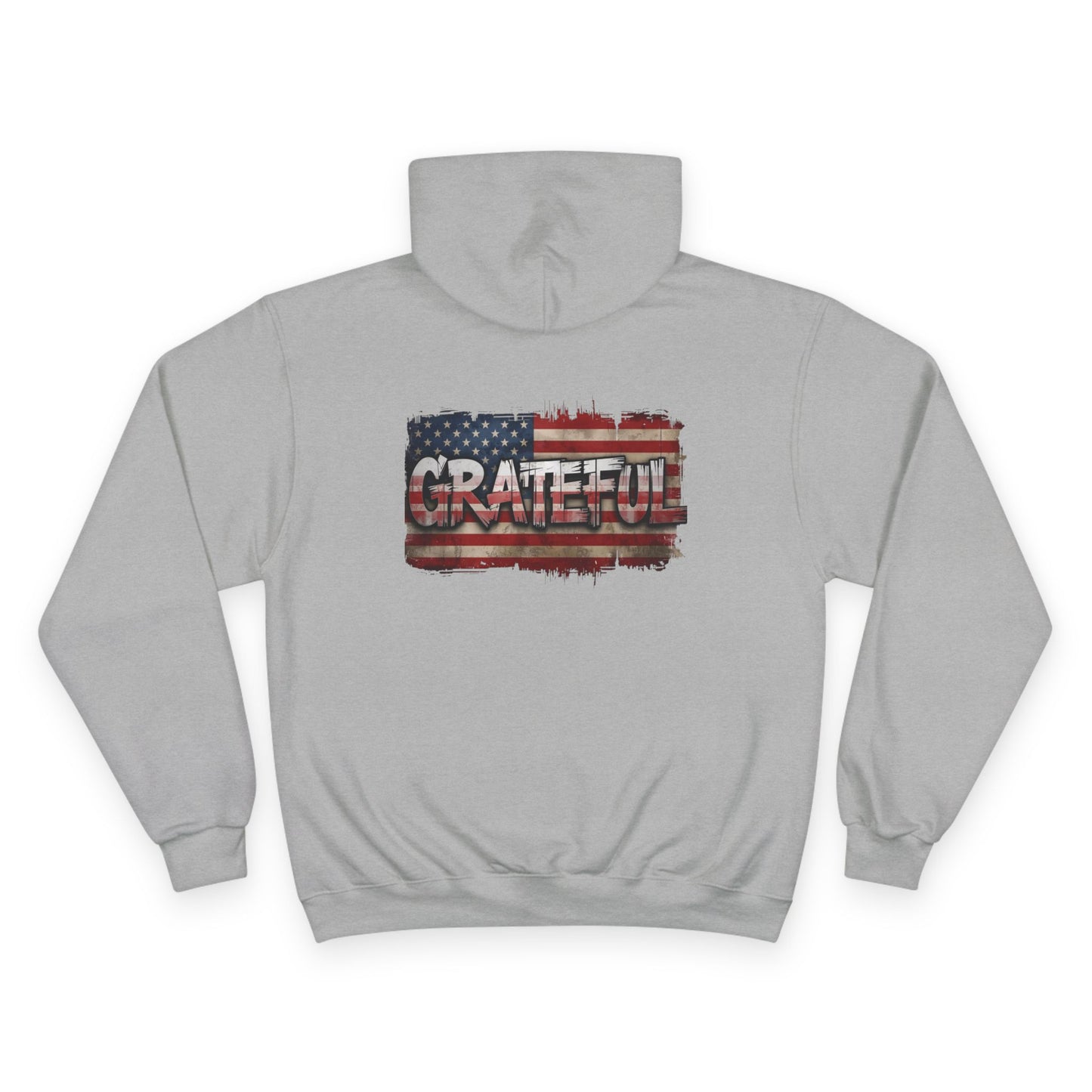 Champion Hoodie - Grateful American Flag - Red White Blue Backdrop