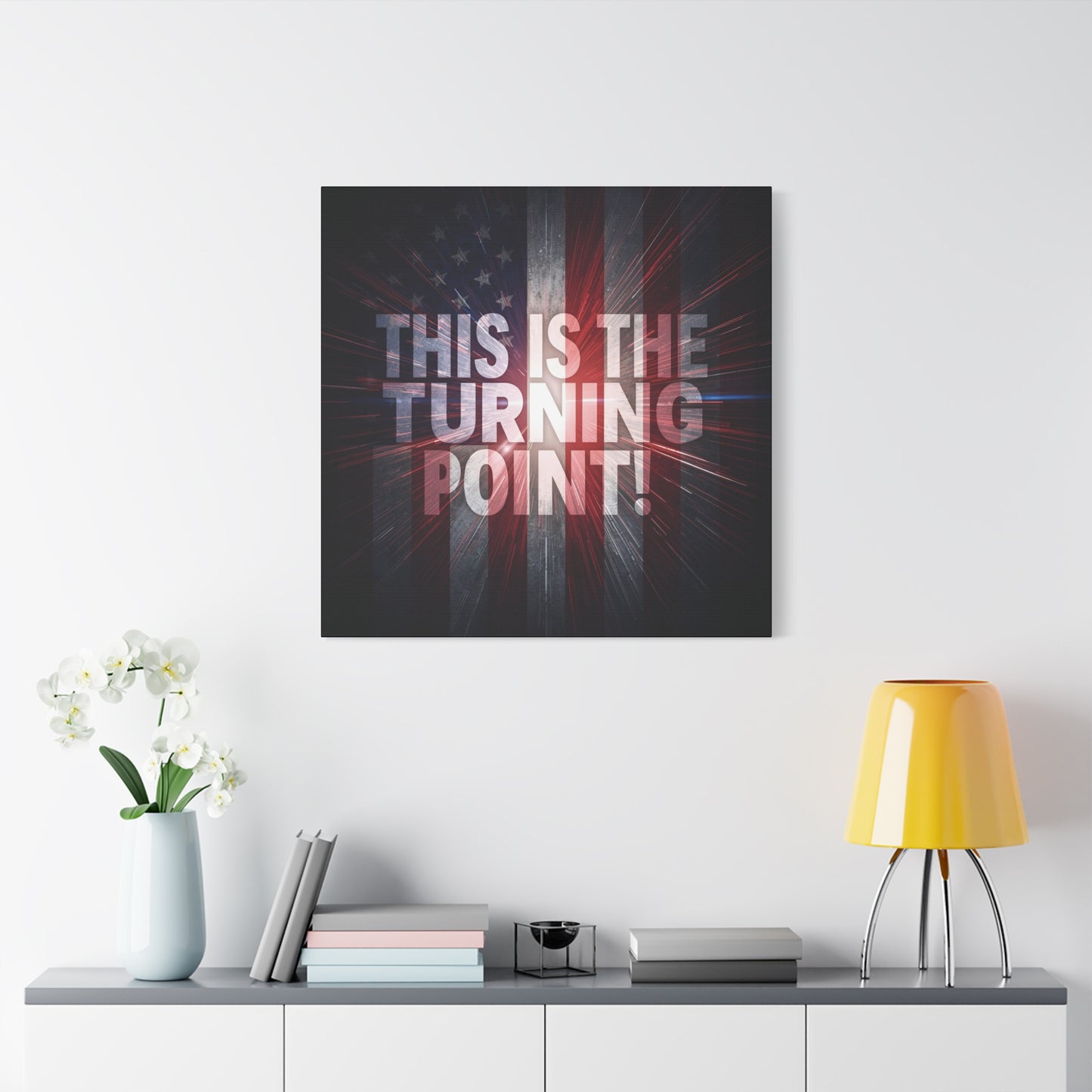 Charlie Kirk - This Is The Turning Point! - Red White Blue - Stunning American Flag Backdrop Design - Patriotic - Motivational Wall Art - Canvas - Multiple Sizes