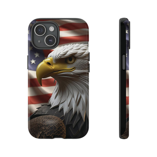 Tough Phone Cases - Patriotic - American Flag Eagle Design - Red White & Blue - Multiple Sizes -