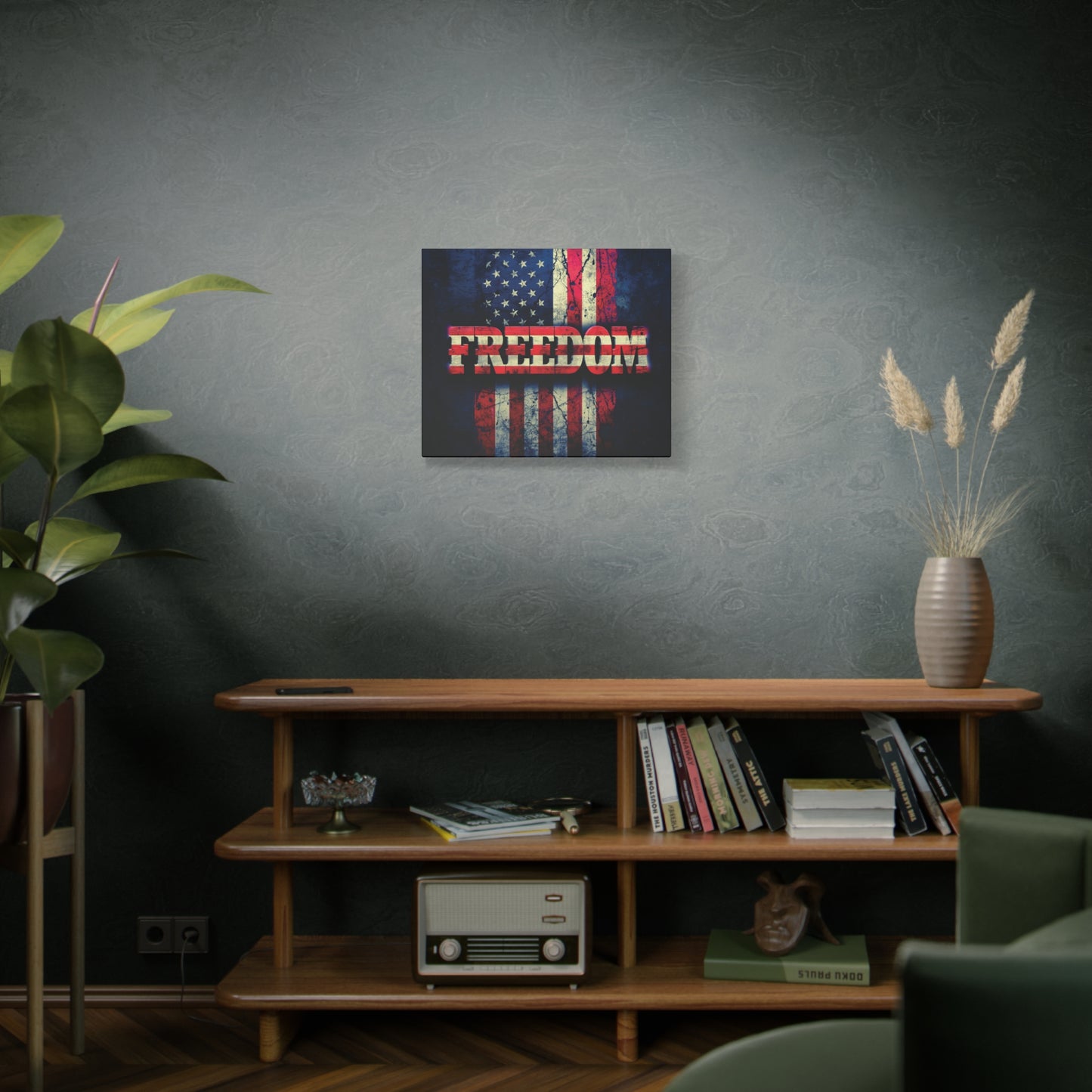 Patriotic Wall Art Print - Freedom Design Canvas Decor - American Flag Red White & Blue Artwork - Christmas Gifts - Independence Day Decoration - Home Gallery Piece -