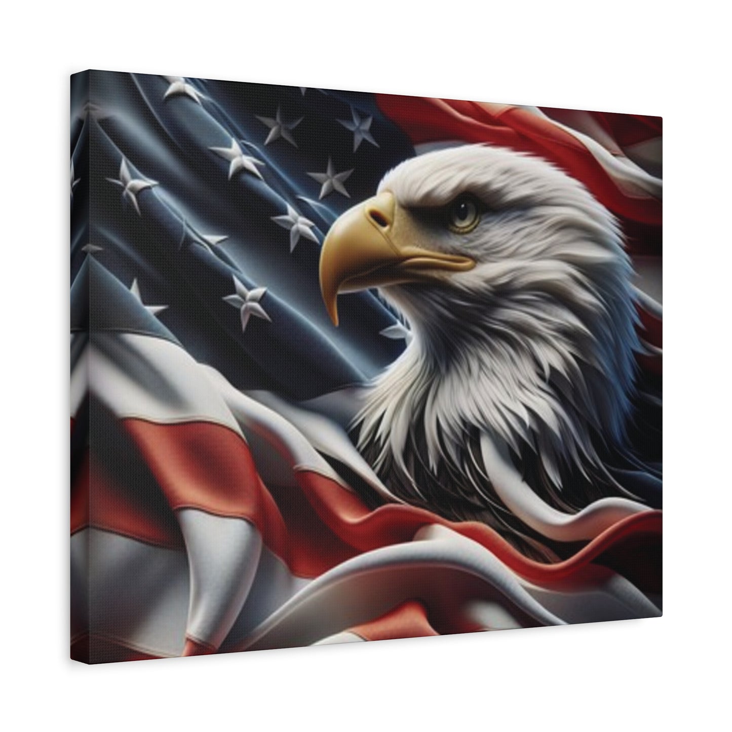 Patriotic Eagle Gallery Wrapped Canvas Art - American Flag Wall Decor - Red White Blue - USA Pride - Holiday Gift - 4th of July Home Decoration - Veteran Gift - USA Theme Art - Print On Sides - Mirror Sides -