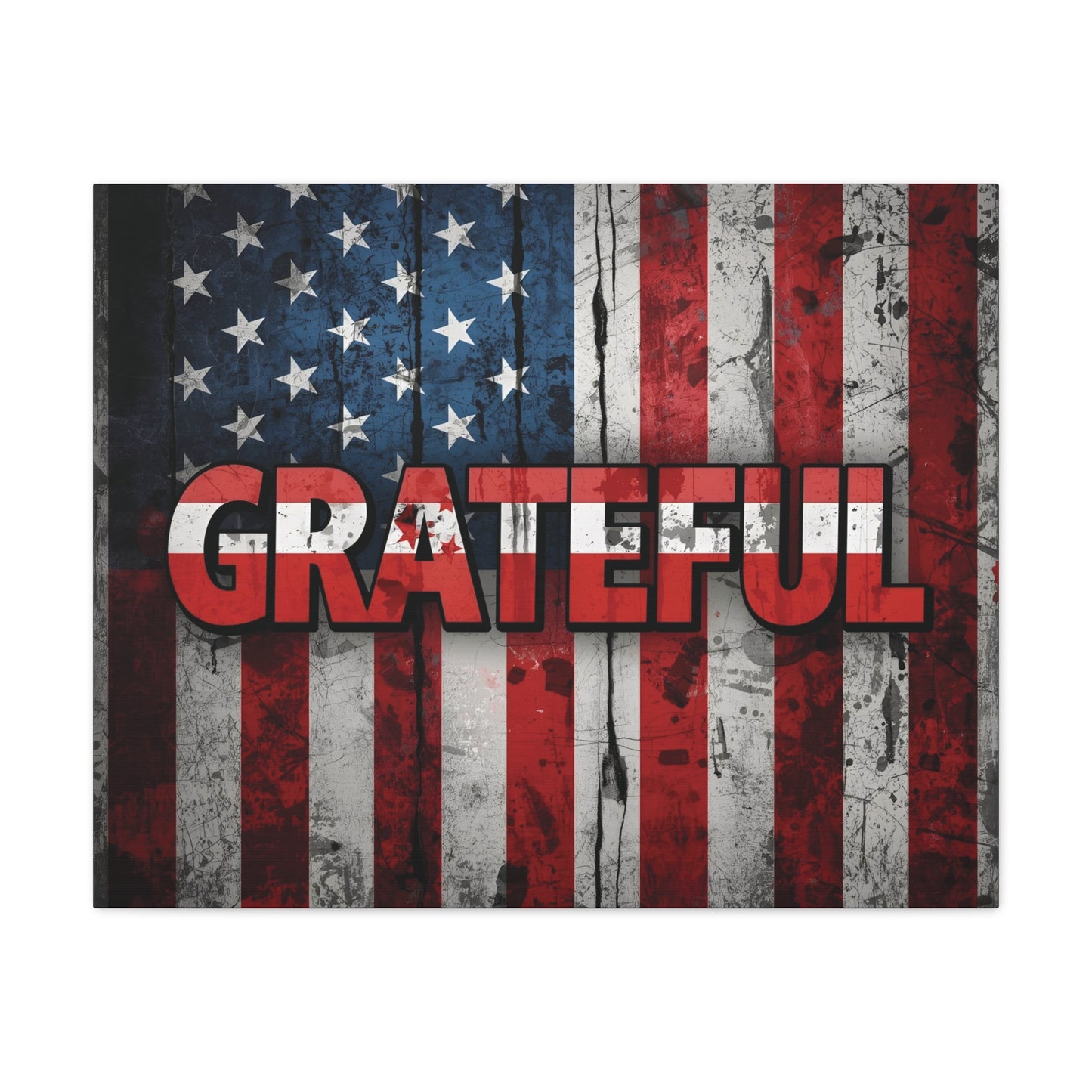 Grateful American Flag Wall Art | Patriotic Canvas Decor, Home Wall Decor, Inspirational Gift, 4th of July Decoration, Veteran's Day