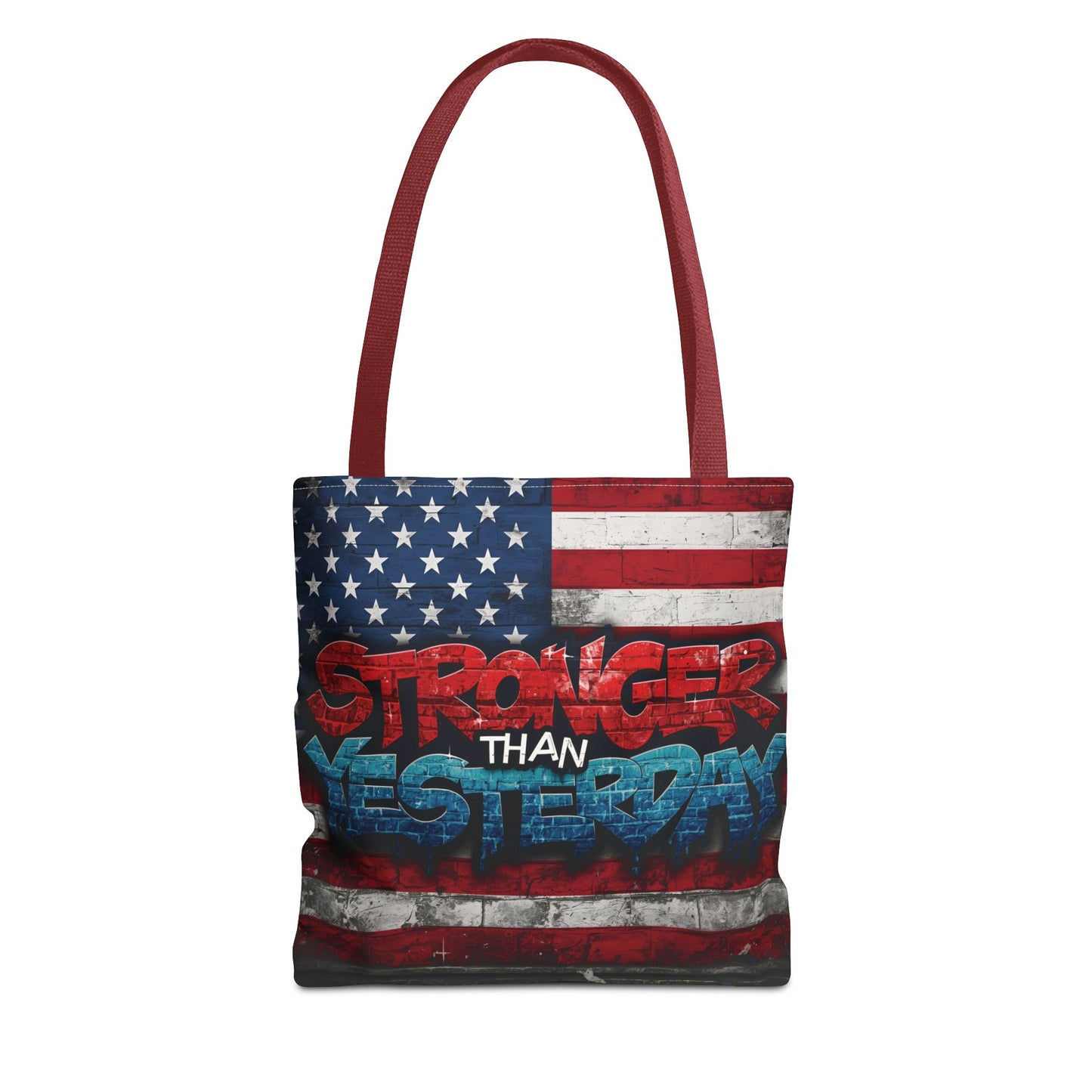 Patriotic Red White Blue Tote Bag - Stronger Than Yesterday - Perfect for Fourth of July, Gym, Beach, Shopping, Gifts