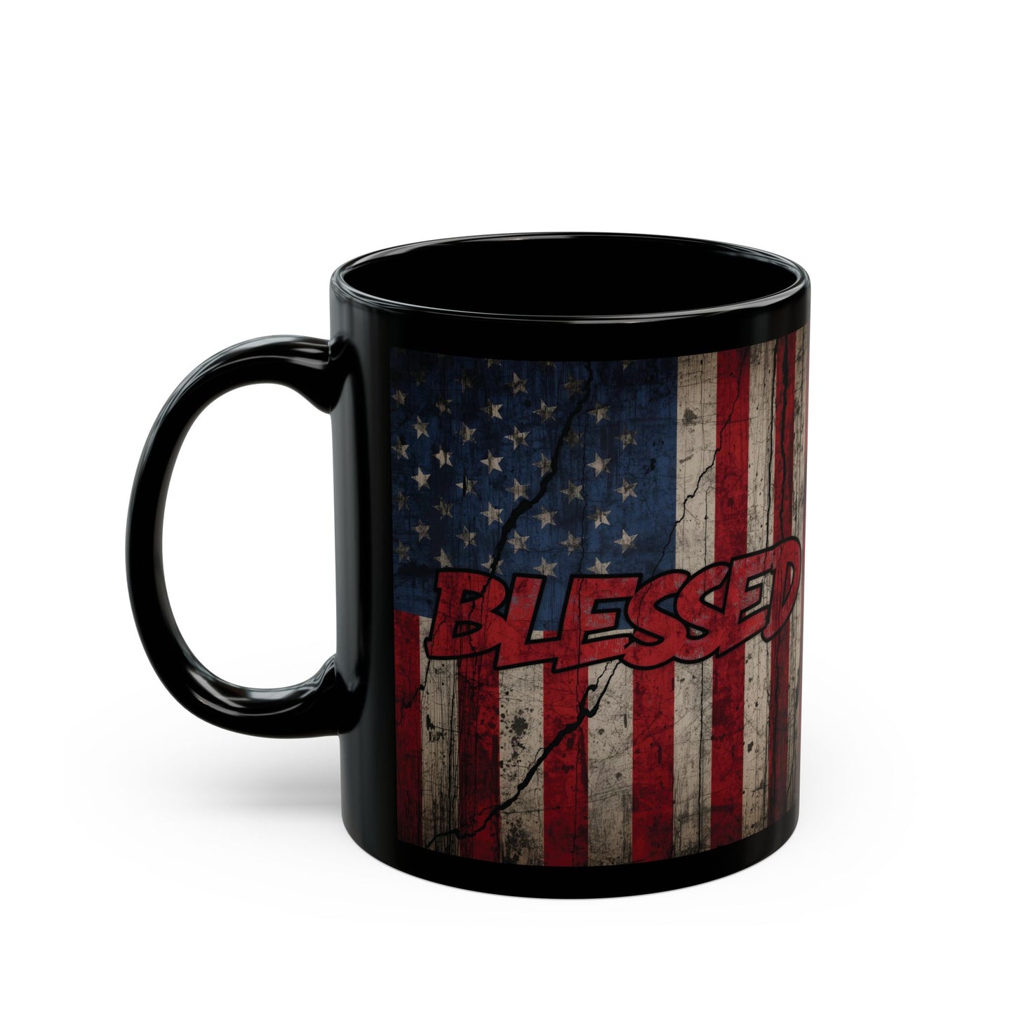 Sleek Patriotic Blessed Mug - 11oz & 15oz - American Flag Design, Perfect for Gifts, Coffee Lovers, July 4th, Home Decor, Rustic Style
