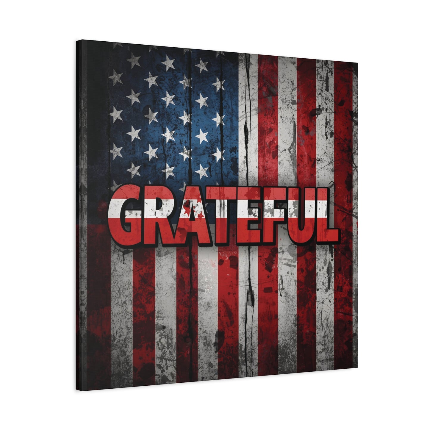 Grateful American Flag Wall Art | Patriotic Canvas Decor, Home Wall Decor, Inspirational Gift, 4th of July Decoration, Veteran's Day