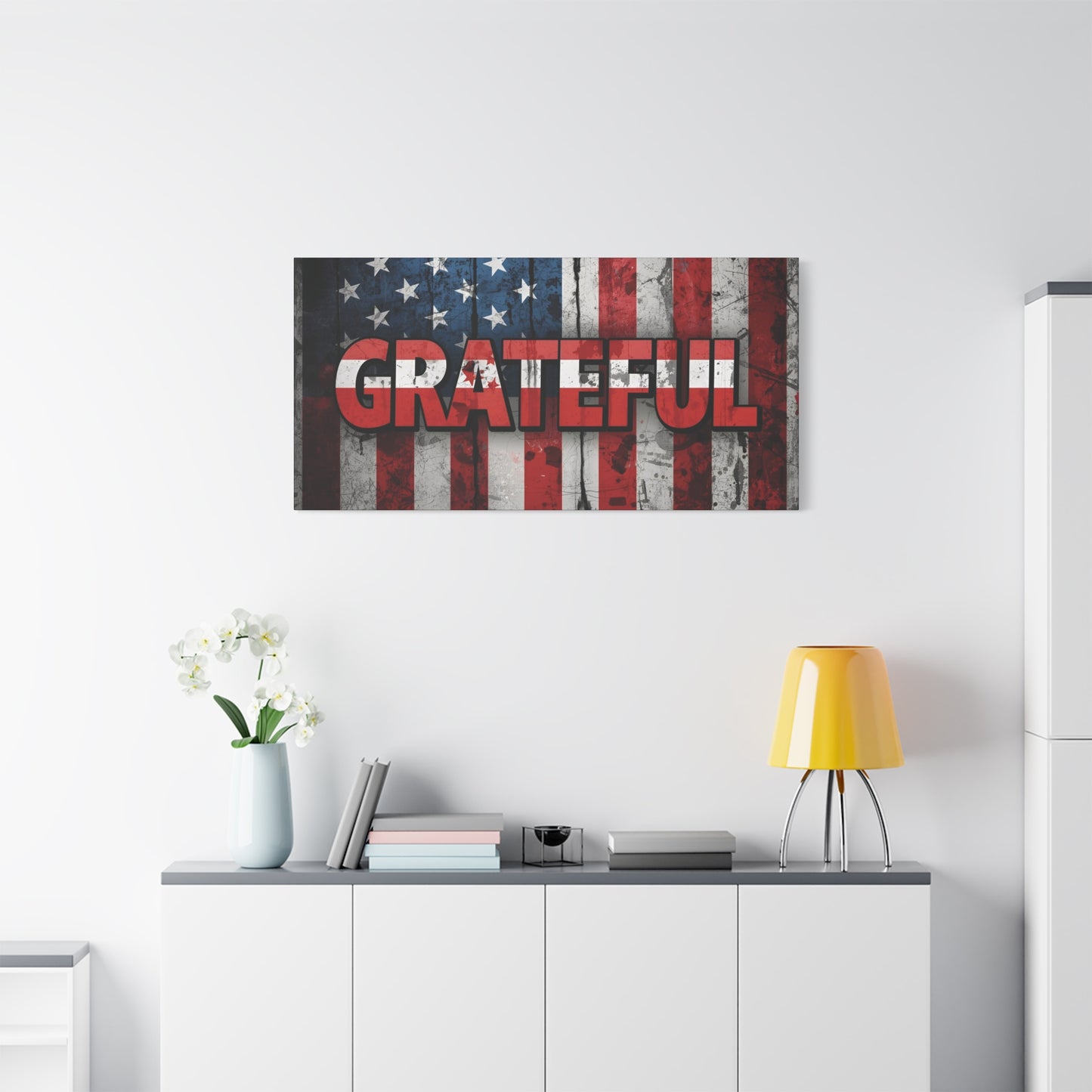 Grateful American Flag Wall Art | Patriotic Canvas Decor, Home Wall Decor, Inspirational Gift, 4th of July Decoration, Veteran's Day
