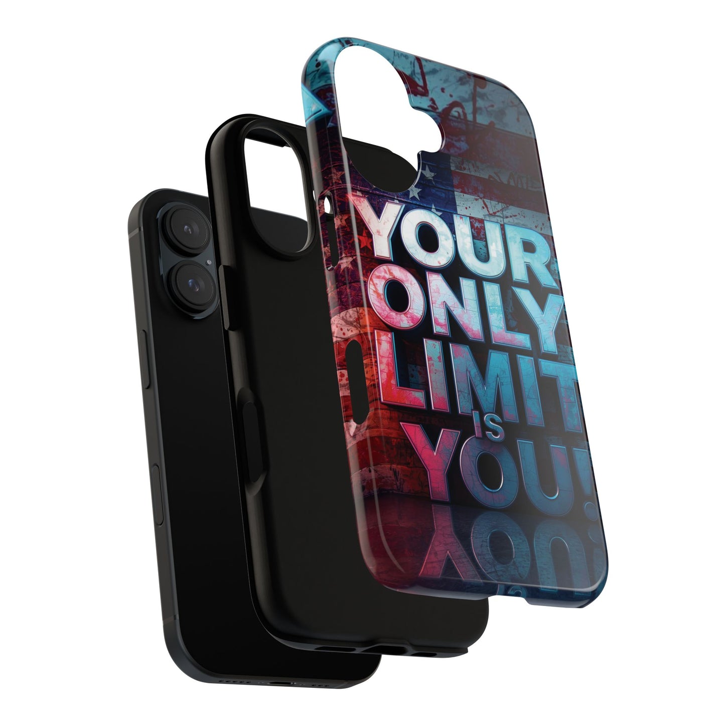 Tough Cases Phone Case -Your Only Limit Is You! Motivational Design, Inspirational Gift, Customizable Cover, USA Flag, Adventure Vibes