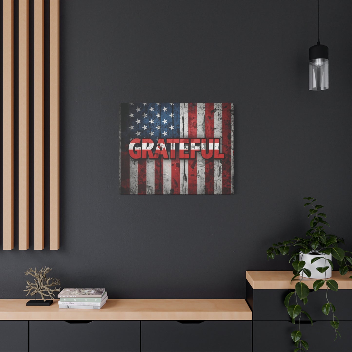 Grateful American Flag Wall Art | Patriotic Canvas Decor, Home Wall Decor, Inspirational Gift, 4th of July Decoration, Veteran's Day