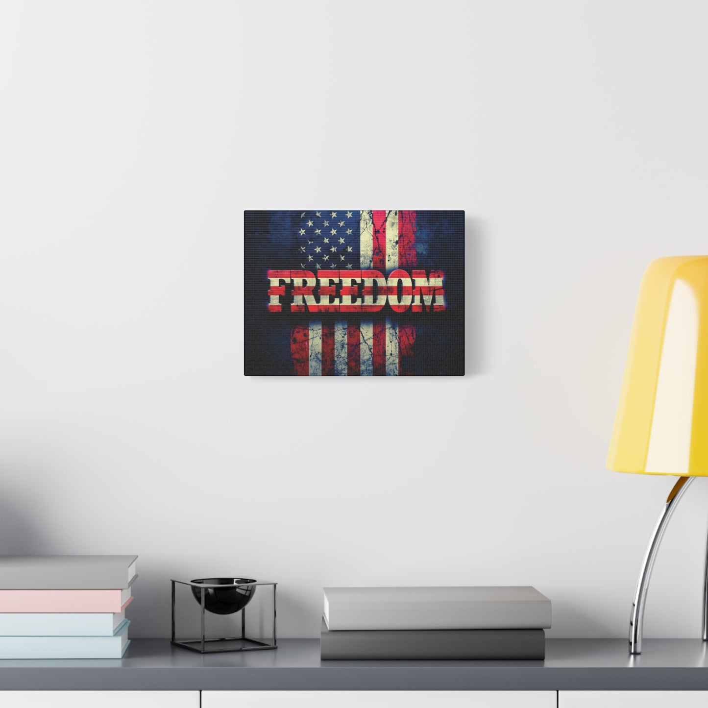 Patriotic Wall Art Print - Freedom Design Canvas Decor - American Flag Red White & Blue Artwork - Christmas Gifts - Independence Day Decoration - Home Gallery Piece -