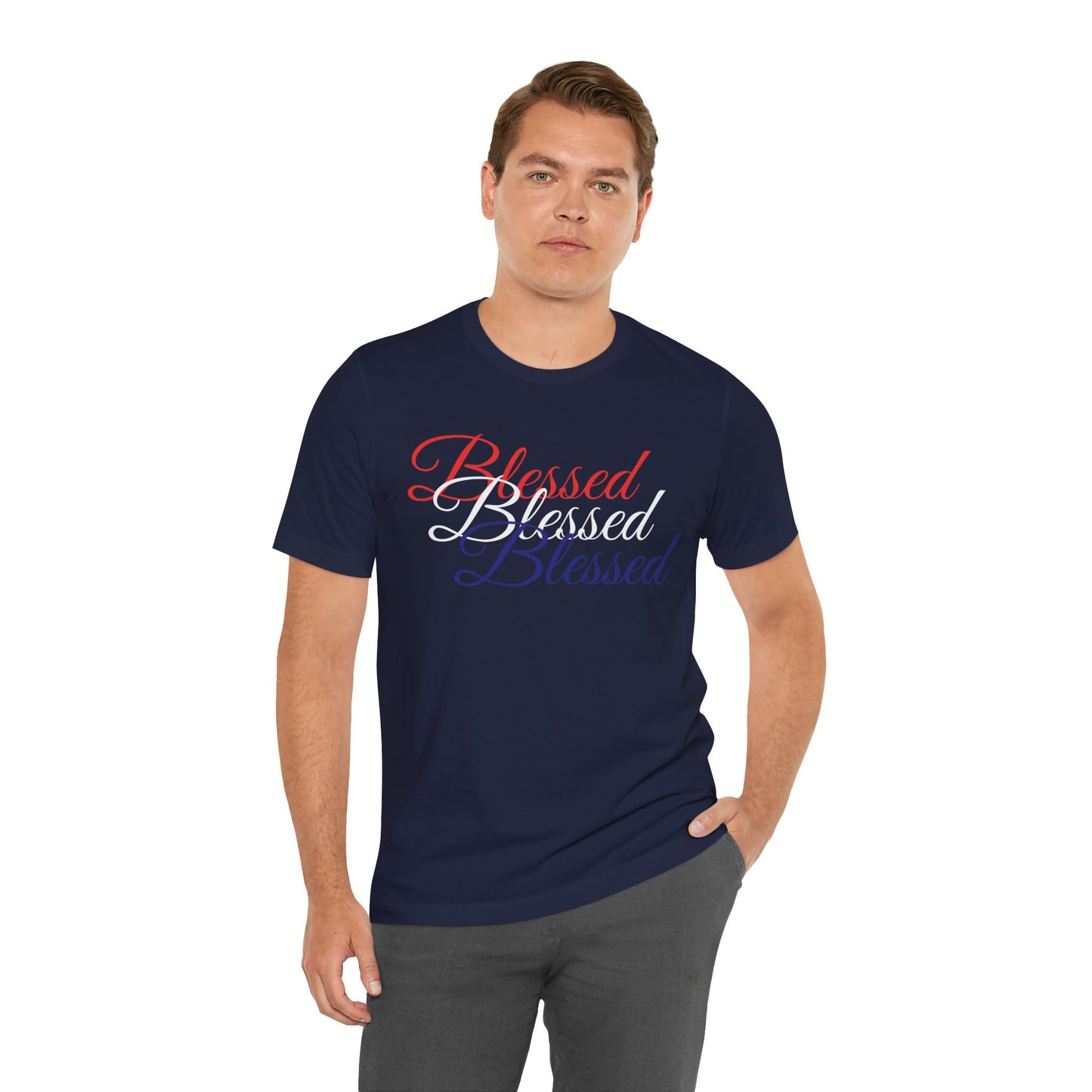 Red White Blue Blessed Design Unisex Tee