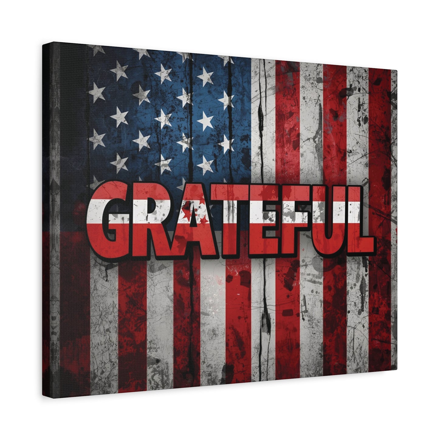 Grateful American Flag Wall Art | Patriotic Canvas Decor, Home Wall Decor, Inspirational Gift, 4th of July Decoration, Veteran's Day