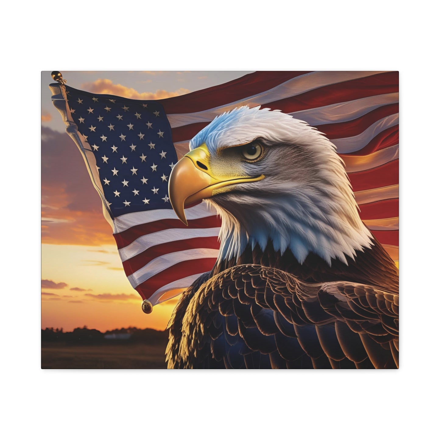 Patriotic Red Eagle Canvas Wall Art, Stretched Eagle Art - Red White Blue - American Flag Decor - Veteran's Day Gift - 4th of July Decoration, Home Gallery Wall