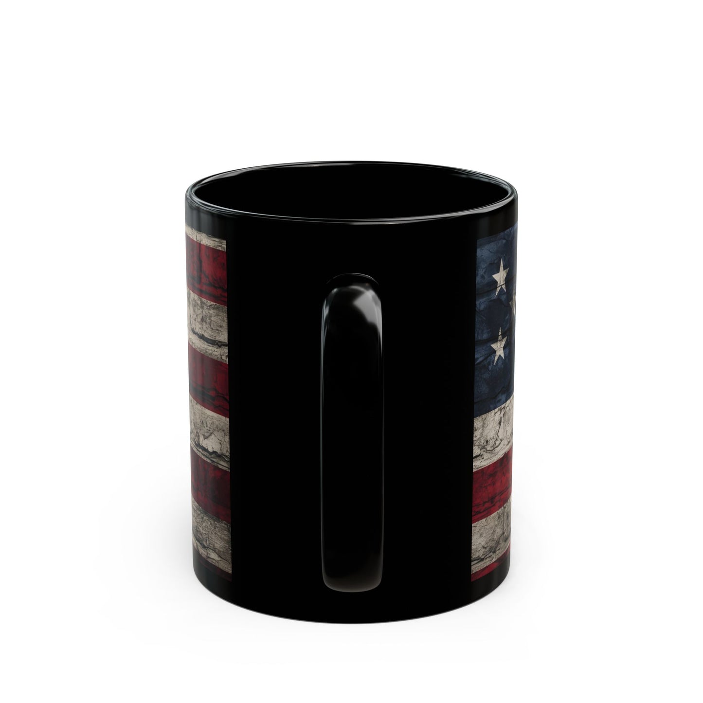 Eye-Catching - Red White Blue - Black Ceramic Mug - LIVE FIT - American Flag Backdrop