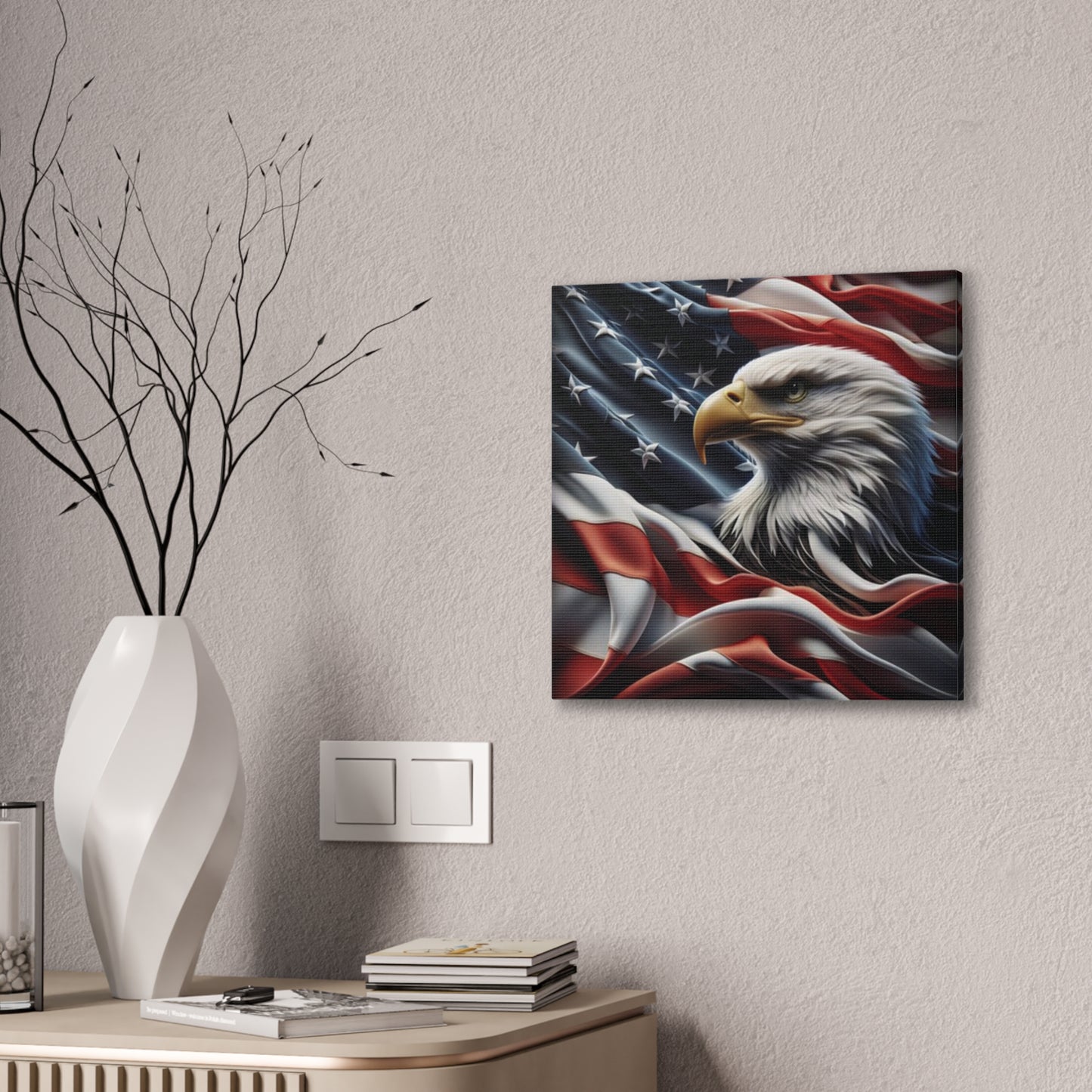 Patriotic Canvas Wall Art, American Eagle & Flag Print, Home Decor for Veterans, Memorial Day, Independence Day, Gifts