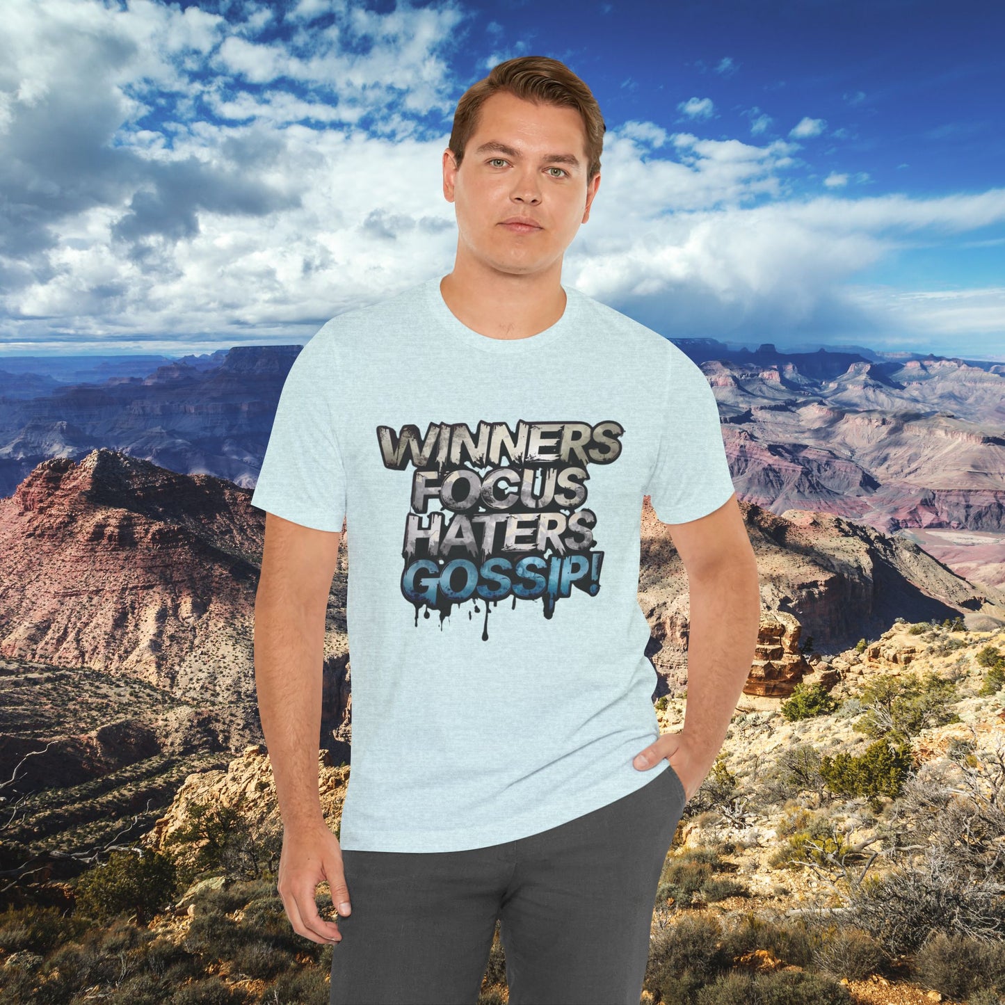Winners Focus Haters Gossip! Tee - Motivational Graphic Shirt - Unisex Tee for Casual Wear - Gift for Friends - Streetwear Fashion