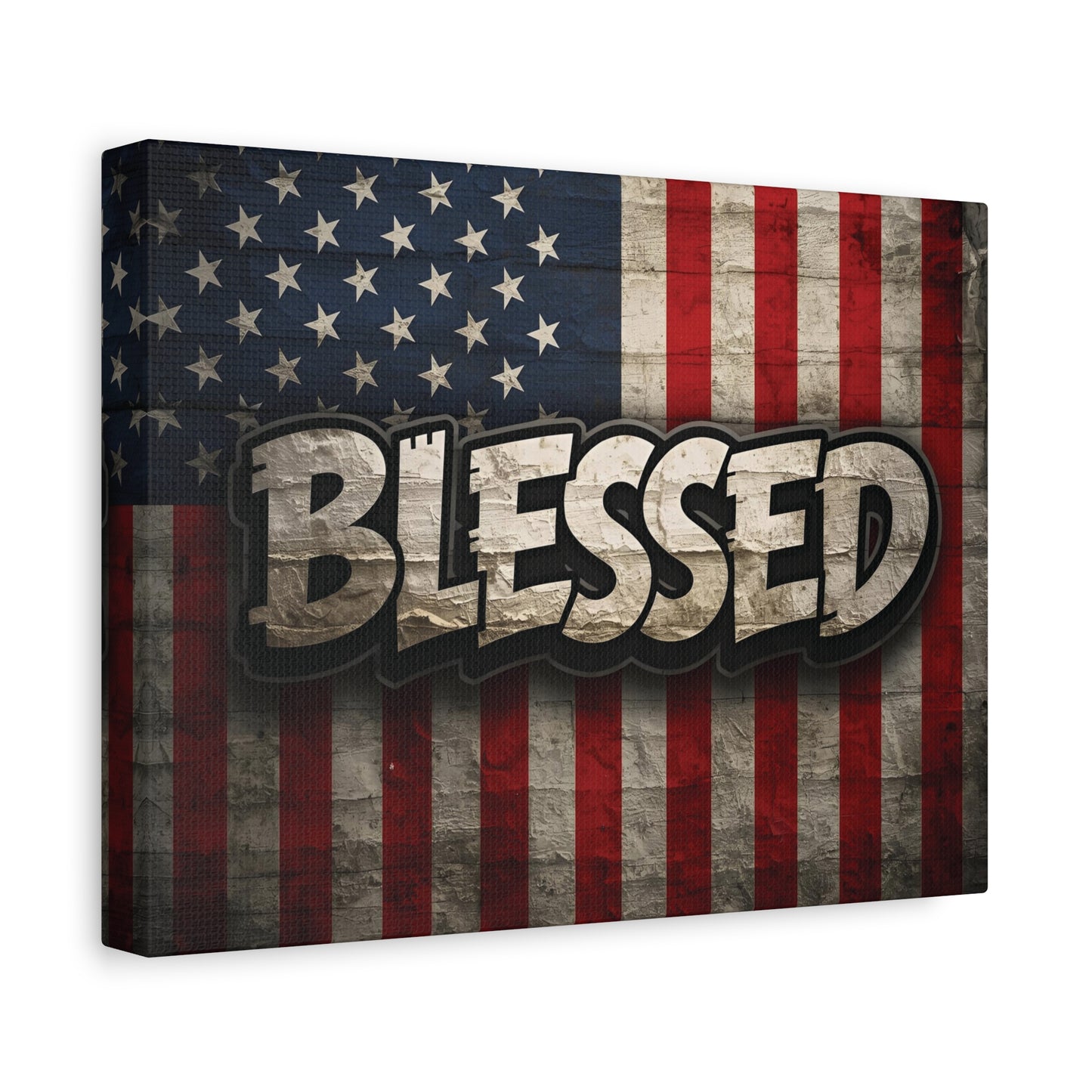 Blessed American Flag Canvas Wall Art, Patriotic Home Decor, Inspirational Gift, Rustic Wall Decor, Americana Artwork