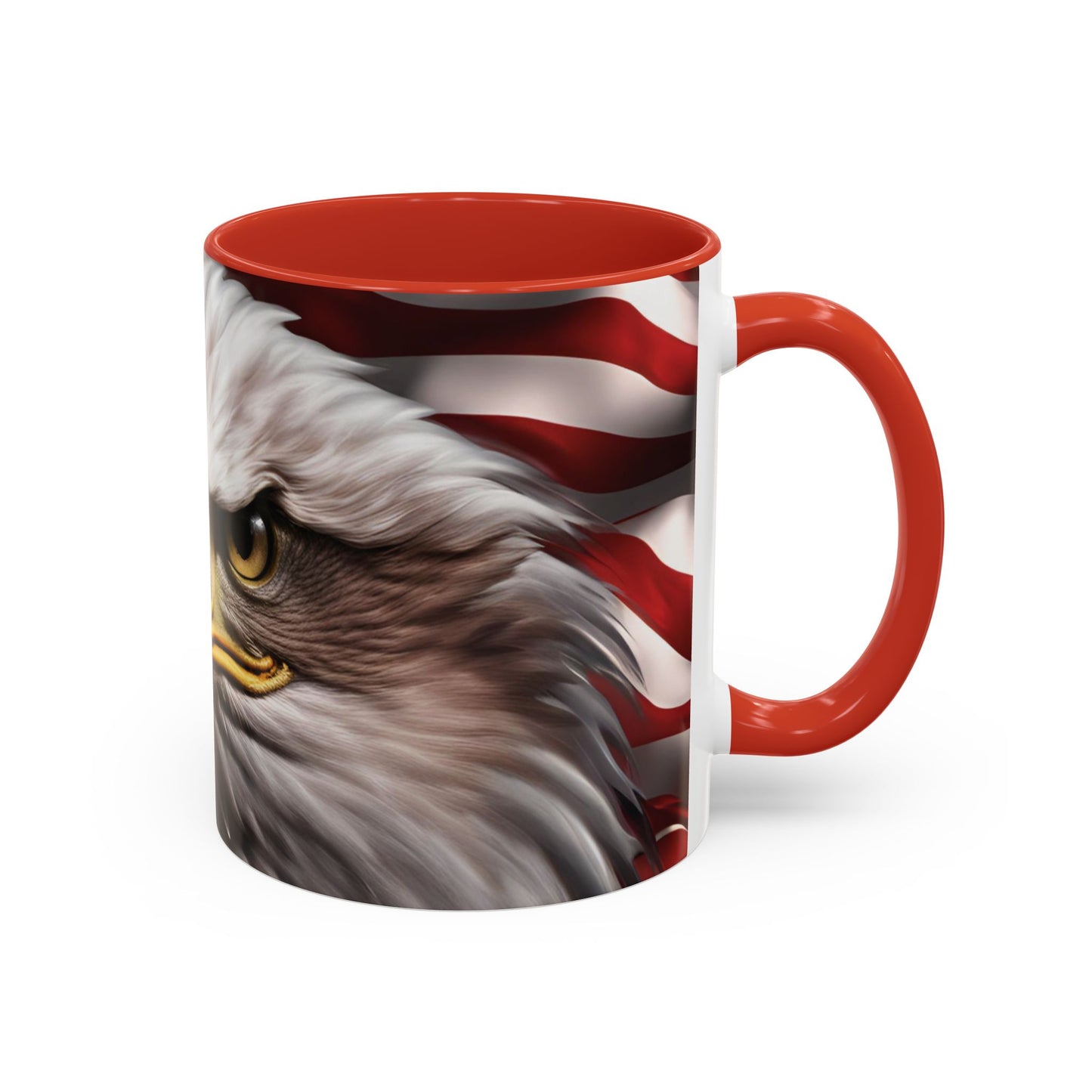 Patriotic Bald Eagle Coffee Mug – American Flag Accent Cup for Proud Americans & Veterans (11oz & 15oz, Multiple Colors)