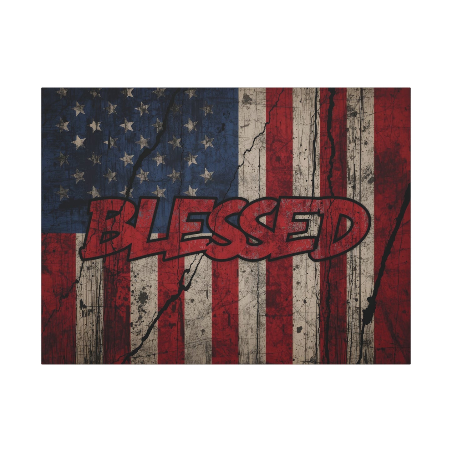 Blessed Patriotic Canvas Wall Art, Americana Decor, Home Wall Decoration, Rustic Flag Artwork, US Flag Decor