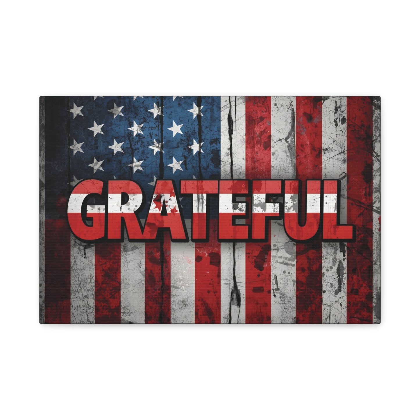 Grateful American Flag Wall Art | Patriotic Canvas Decor, Home Wall Decor, Inspirational Gift, 4th of July Decoration, Veteran's Day