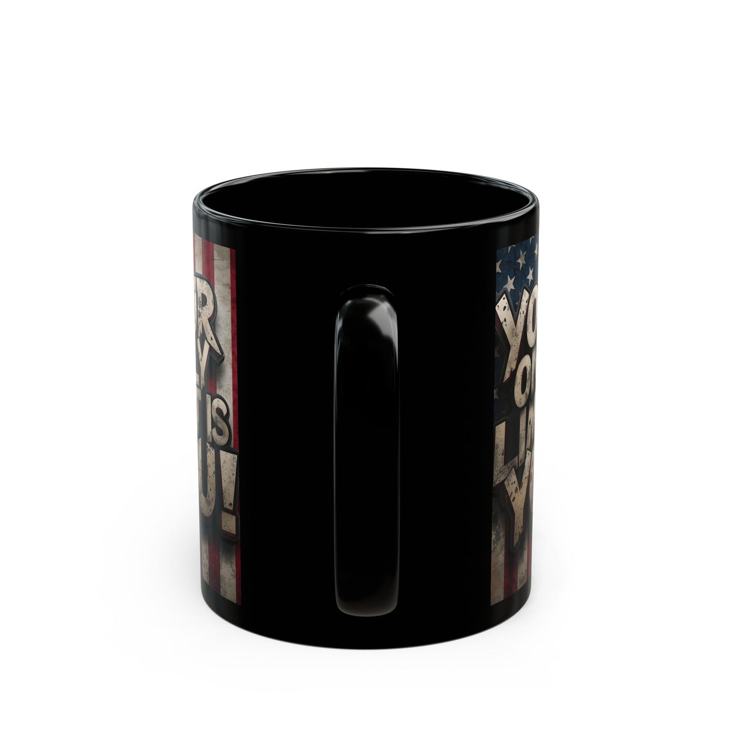 Sleek Ceramic Black Mug Inspirational Motivation American Flag Your Only Limit Is You! Design - 11oz - 15oz