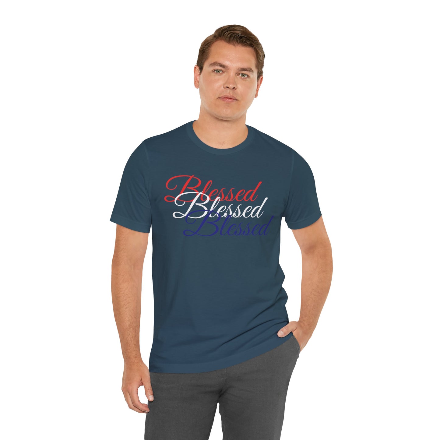 Red White Blue Blessed Design Unisex Tee