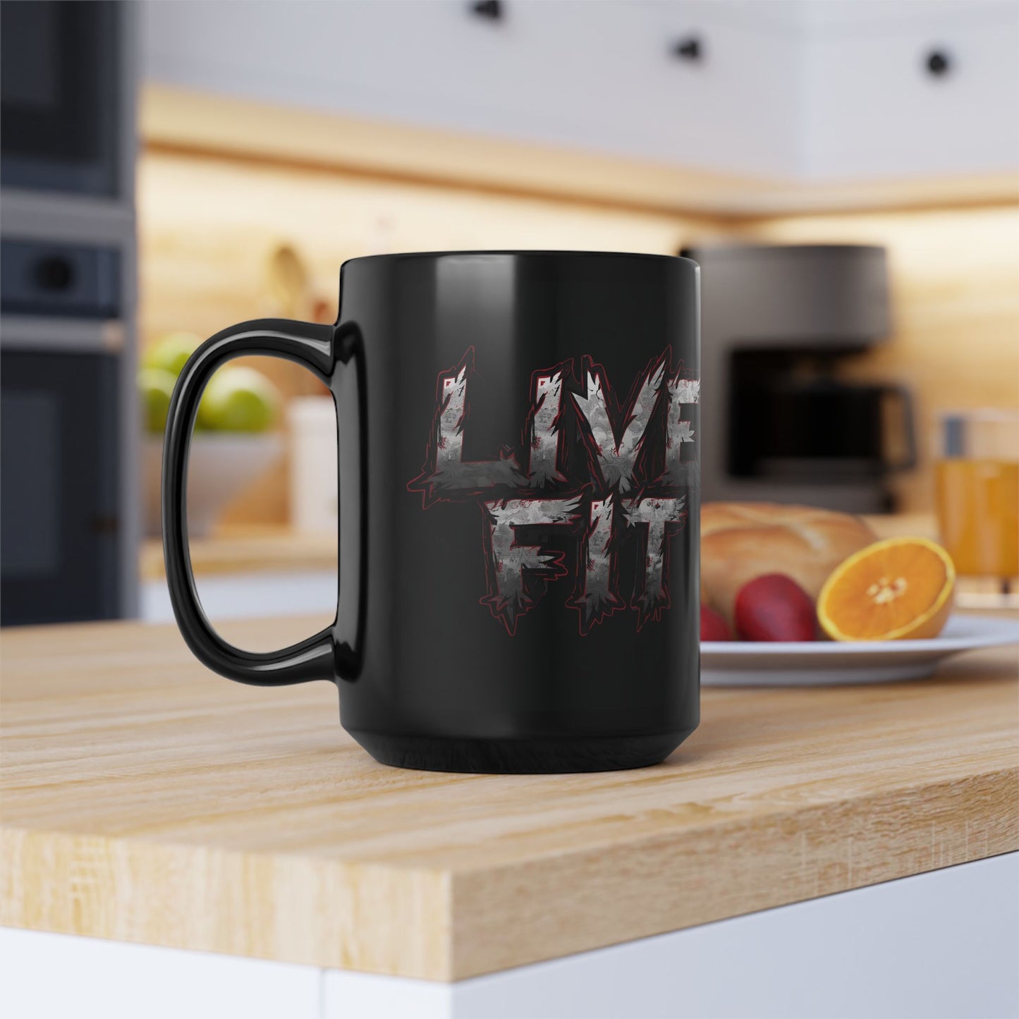 Ceramic Black Mug - LIVE FIT Design - 11oz - 15oz -