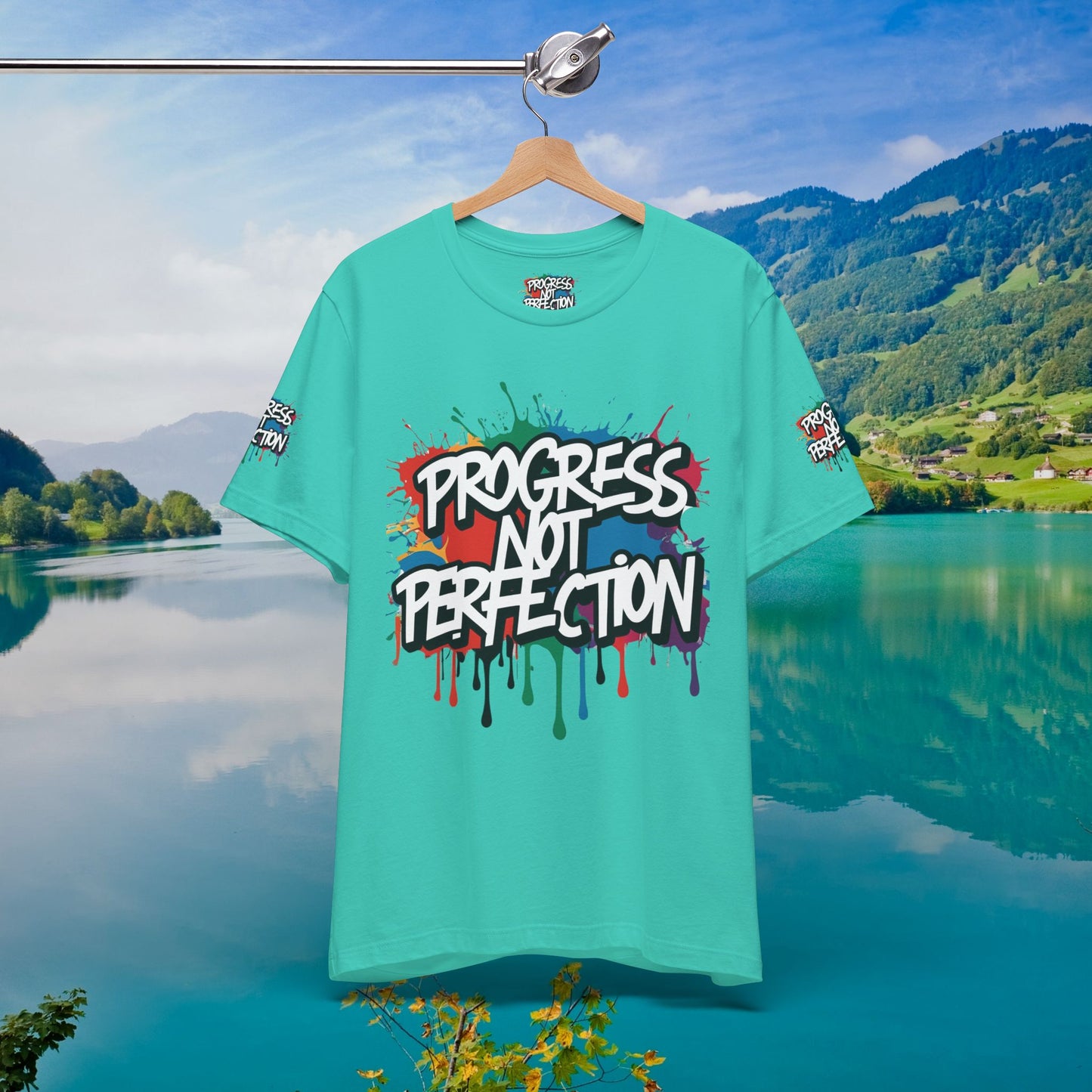 💥 Vibrant 💥 Eye-catching 💥 Motivational 💥 All Over Print 💥 Unisex T-shirt 💥 Progress Not Perfection 💥 Art-Inspired 💥 Apparel 💥 Sizes XS x 4XL 💥