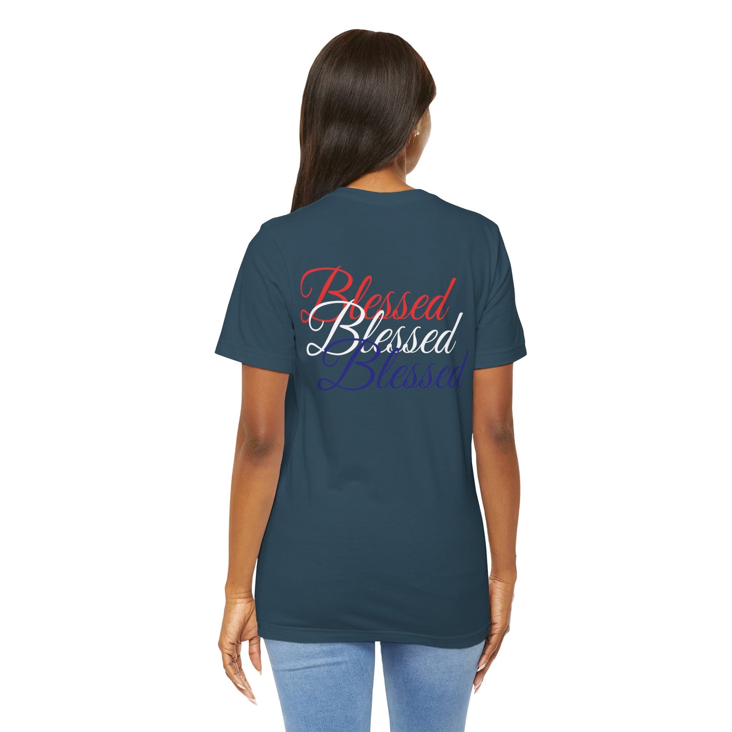Red White Blue Blessed Design Unisex Tee