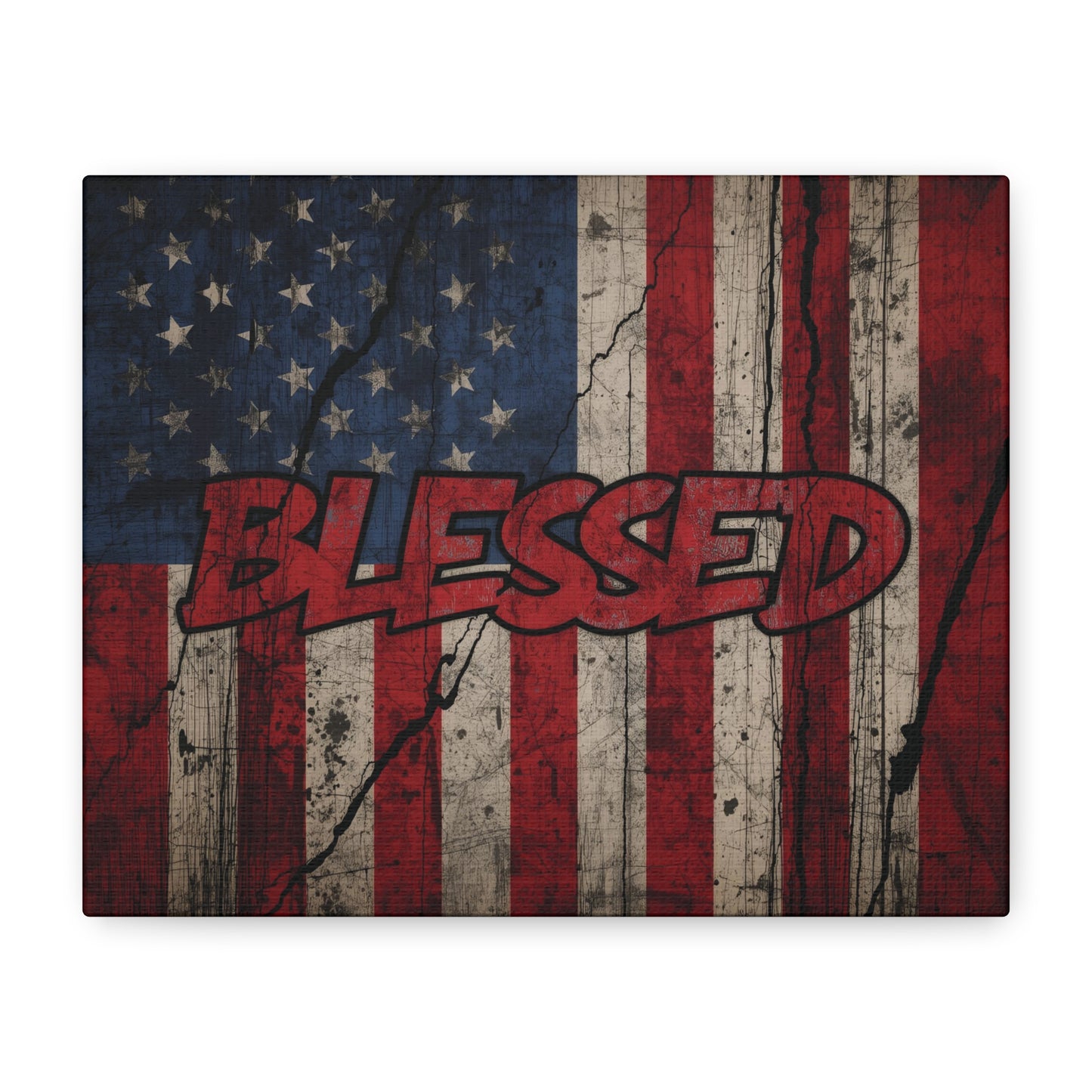 Blessed Patriotic Canvas Wall Art, Americana Decor, Home Wall Decoration, Rustic Flag Artwork, US Flag Decor