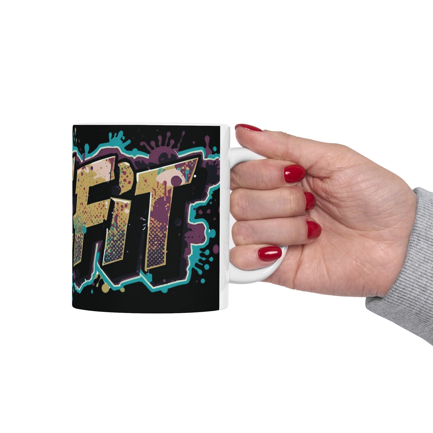 Vibrant - Live Fit Design - White Ceramic Mug - 2 Convenient Sizes - 11oz - 15oz -
