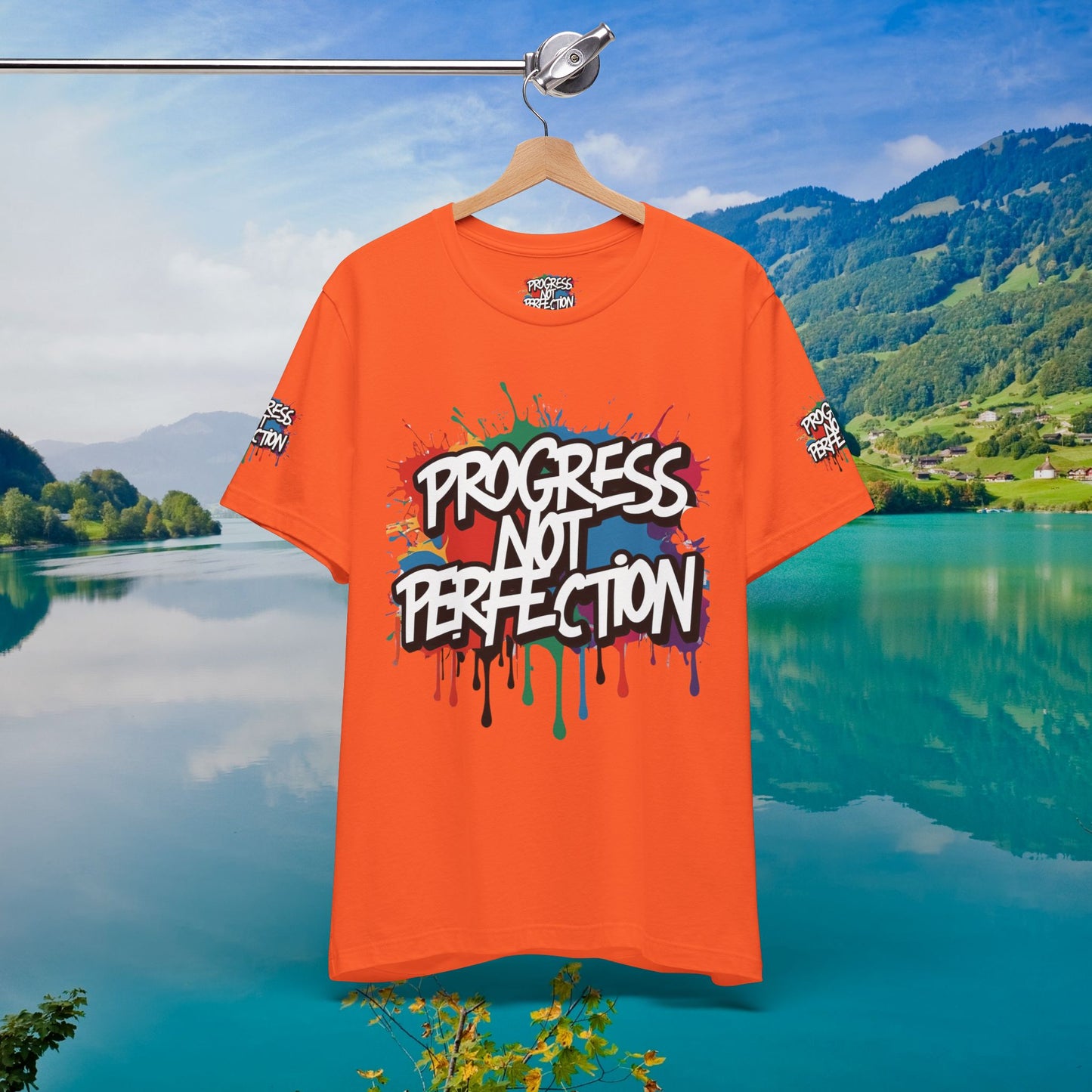💥 Vibrant 💥 Eye-catching 💥 Motivational 💥 All Over Print 💥 Unisex T-shirt 💥 Progress Not Perfection 💥 Art-Inspired 💥 Apparel 💥 Sizes XS x 4XL 💥