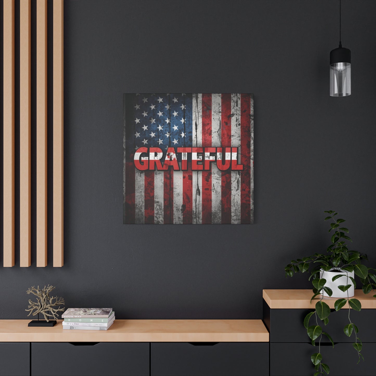 Grateful American Flag Wall Art | Patriotic Canvas Decor, Home Wall Decor, Inspirational Gift, 4th of July Decoration, Veteran's Day
