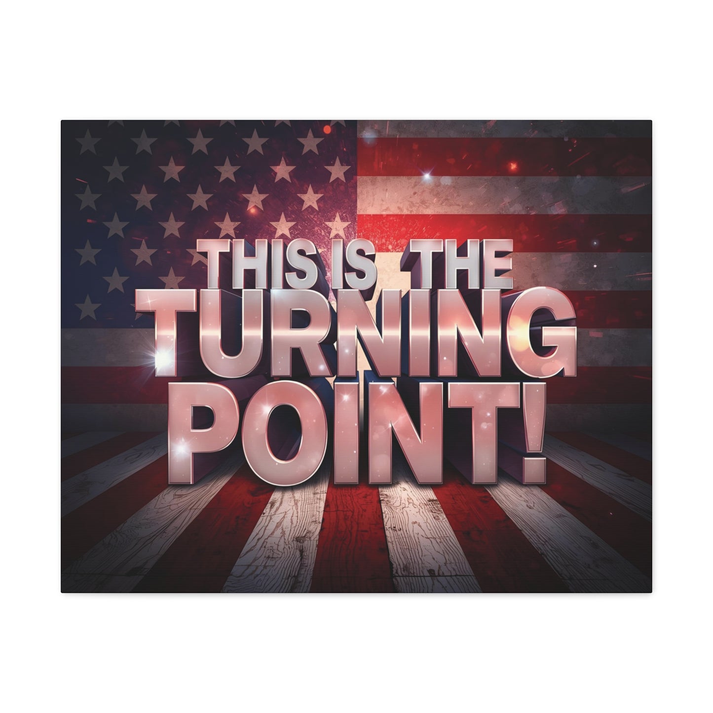 Gallery Wrapped Canvas Wall Art - Charlie Kirk Inspired - This Is The Turning Point! - Red White Blue - American Flag Backdrop Design - Multiple Sizes -
