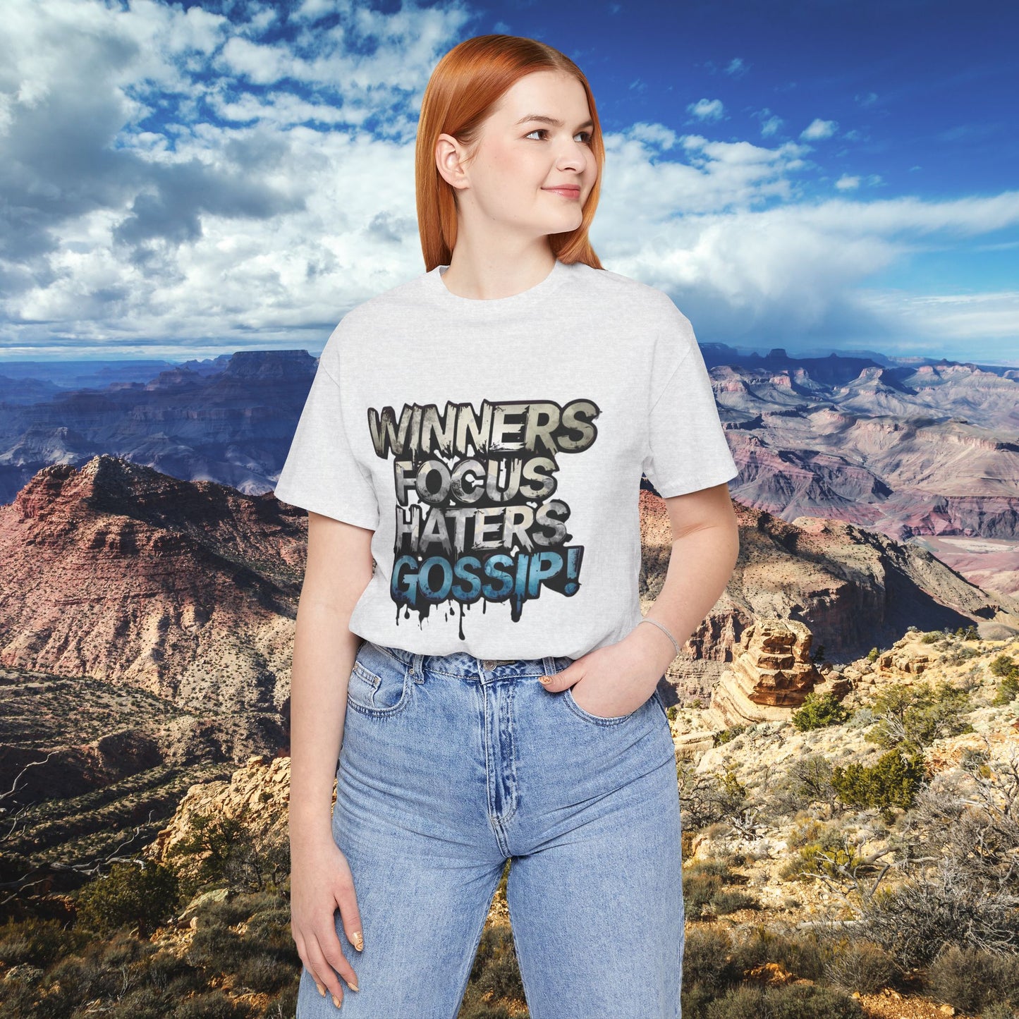 Winners Focus Haters Gossip! Tee - Motivational Graphic Shirt - Unisex Tee for Casual Wear - Gift for Friends - Streetwear Fashion