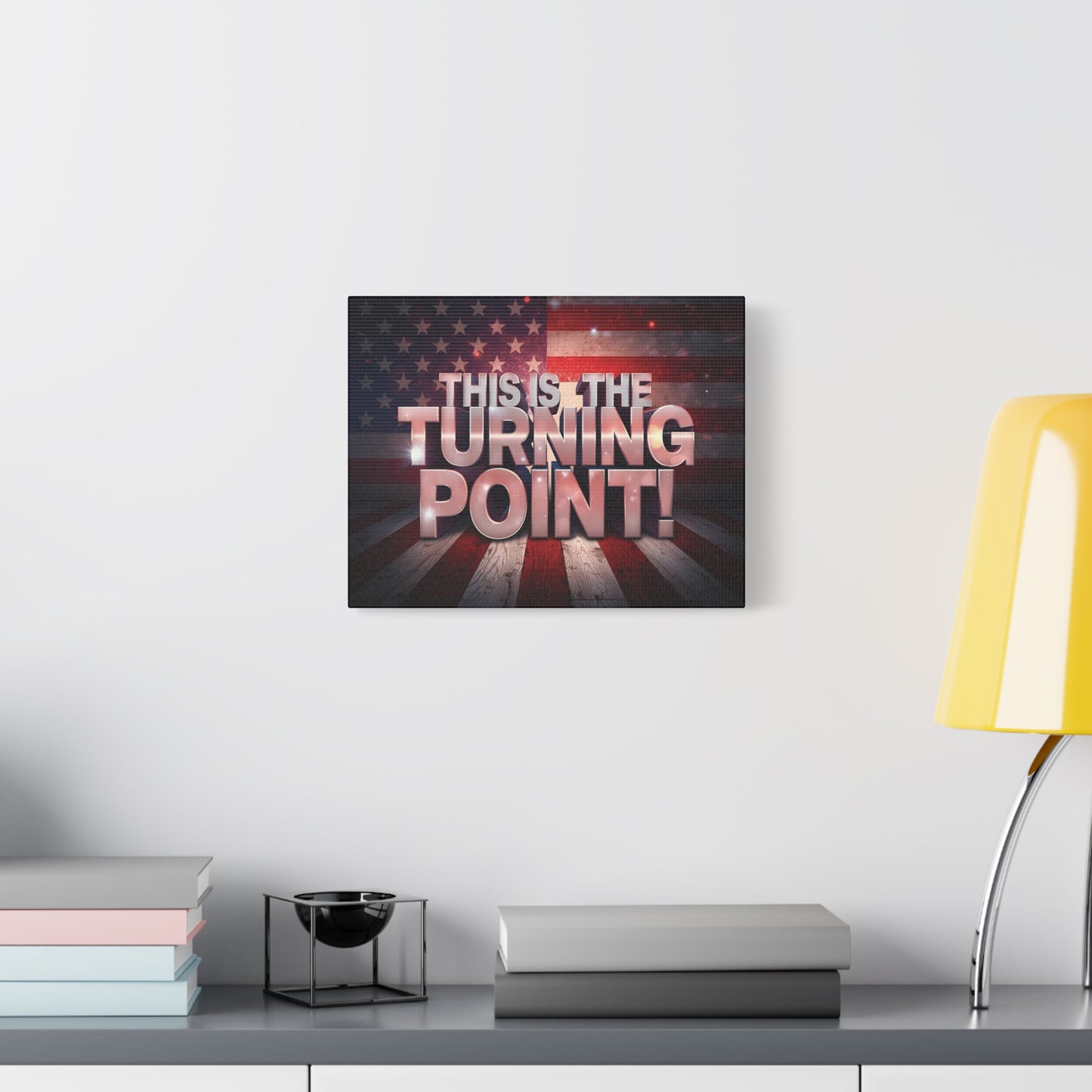 Gallery Wrapped Canvas Wall Art - Charlie Kirk Inspired - This Is The Turning Point! - Red White Blue - American Flag Backdrop Design - Multiple Sizes -