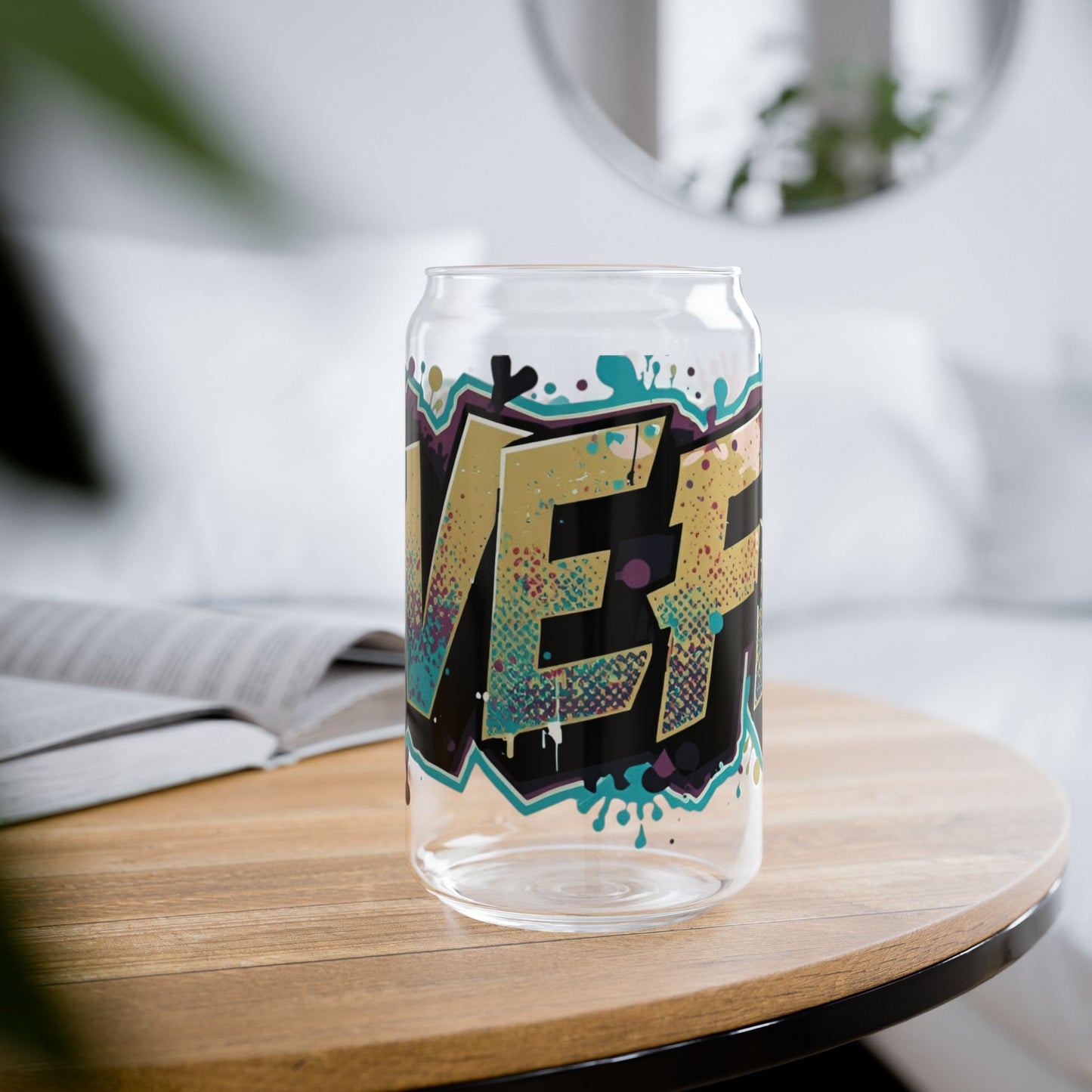 LIVE FIT - Graffiti Art Sipper Glass - 16oz - Unique Drinkware - Cool Gift - Summer Beverage - Eco-Friendly - Stylish Decor