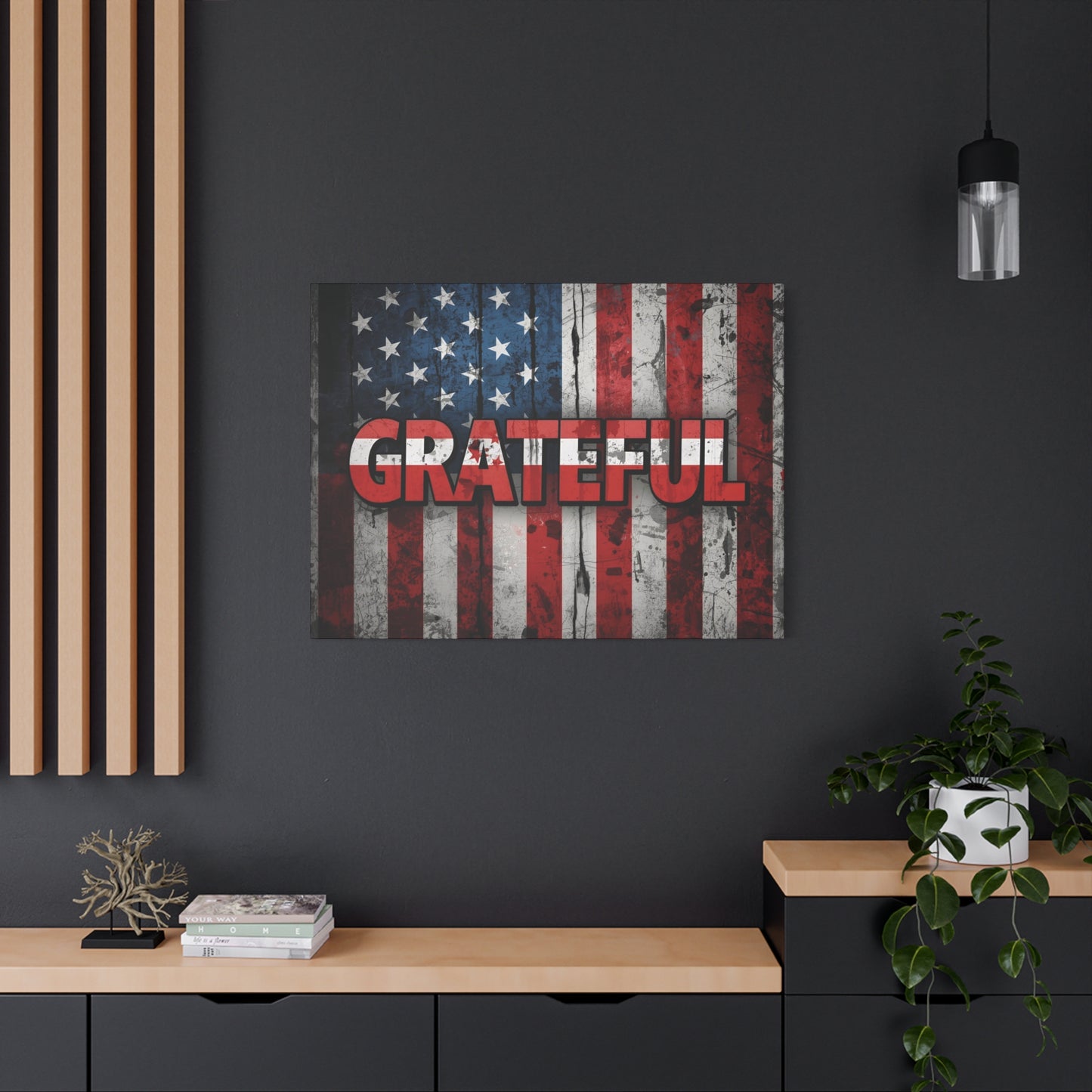Grateful American Flag Wall Art | Patriotic Canvas Decor, Home Wall Decor, Inspirational Gift, 4th of July Decoration, Veteran's Day