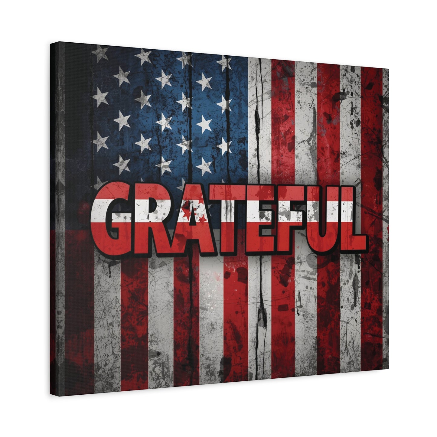 Grateful American Flag Wall Art | Patriotic Canvas Decor, Home Wall Decor, Inspirational Gift, 4th of July Decoration, Veteran's Day