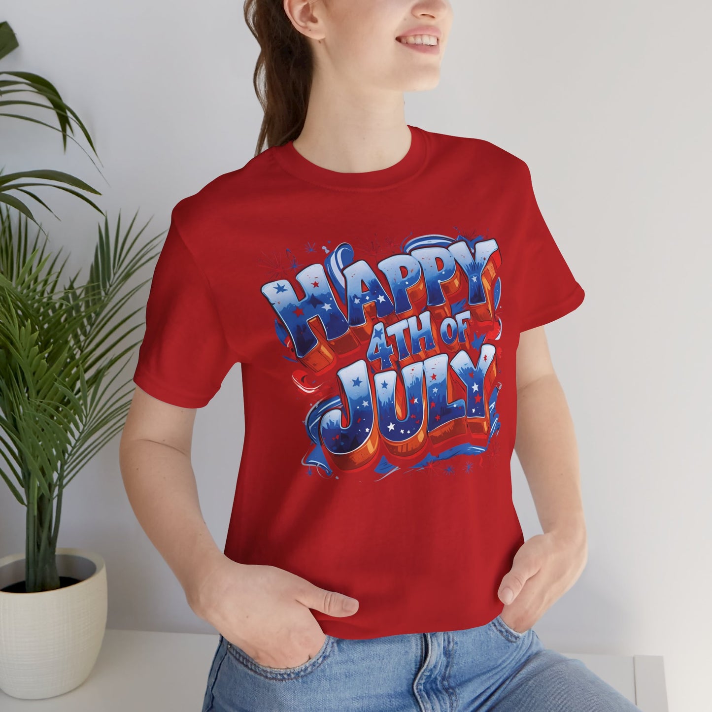 Happy 4th Of July, Print Design T-Shirt, Independence Day, American Flag, Bald Eagle, Red White Blue