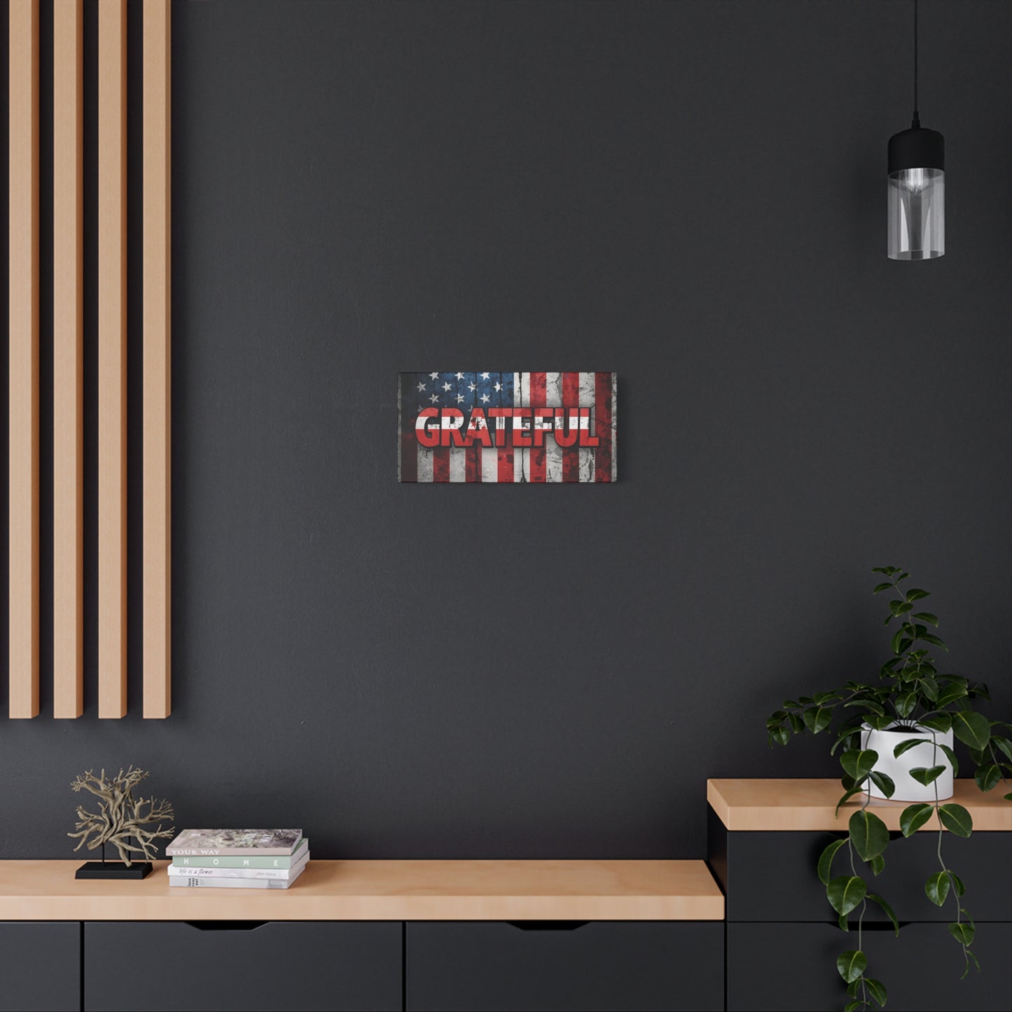 Grateful American Flag Wall Art | Patriotic Canvas Decor, Home Wall Decor, Inspirational Gift, 4th of July Decoration, Veteran's Day