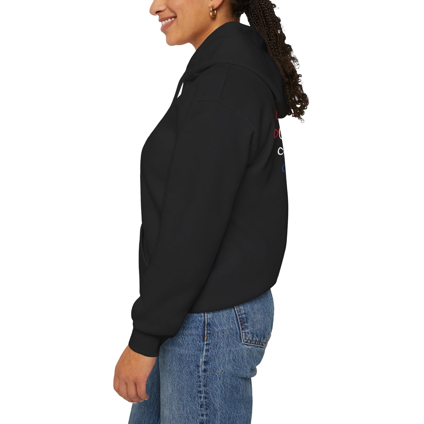 Blessed Hoodie – Patriotic Red, White & Blue Unisex Pullover Sweatshirt with Front & Back Print – Cozy, Positive Vibes Gift
